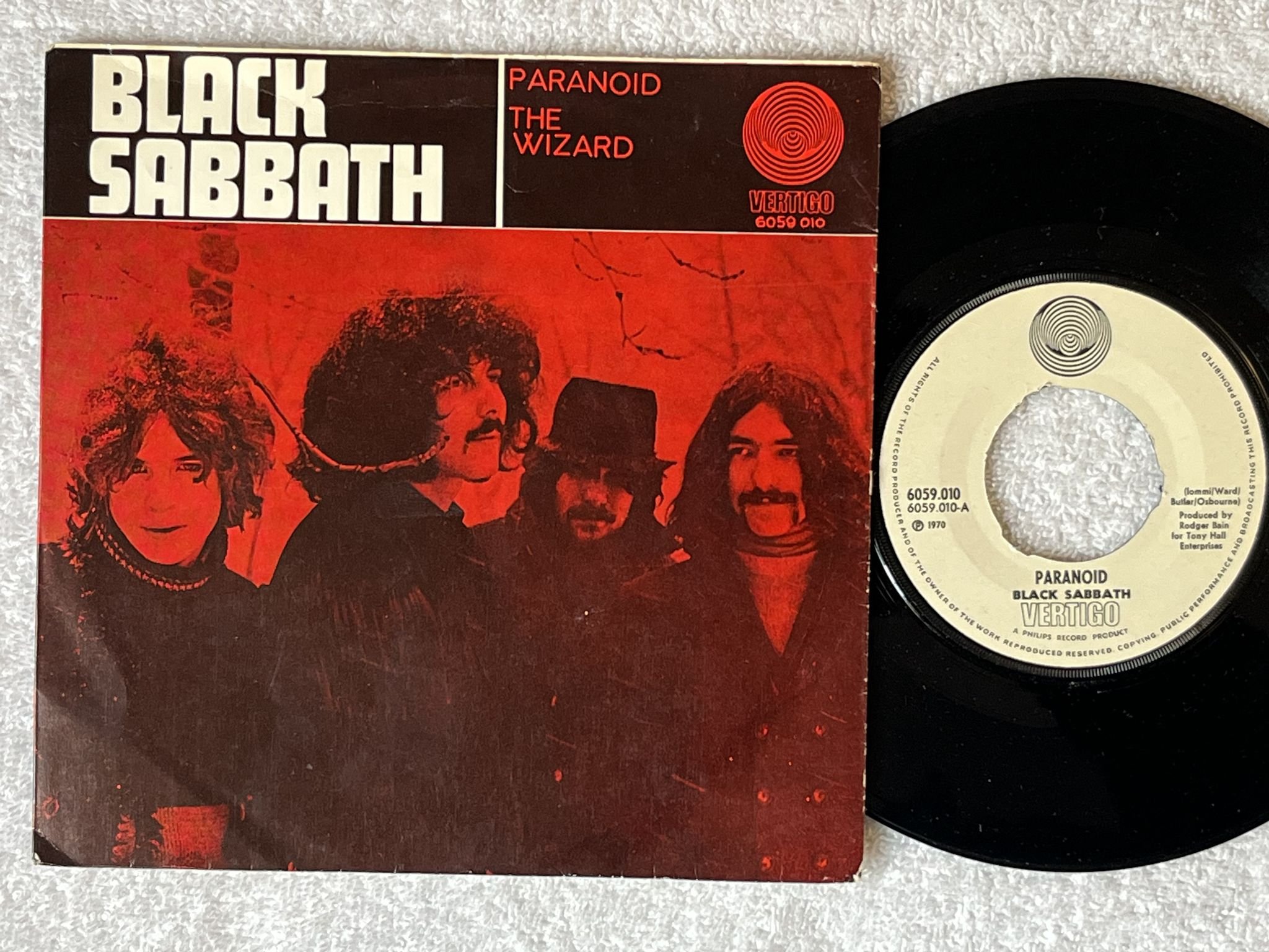 Omslagsbild för skivan BLACK SABBATH paranoid 7" -70 Norway VERTIGO 6059 010