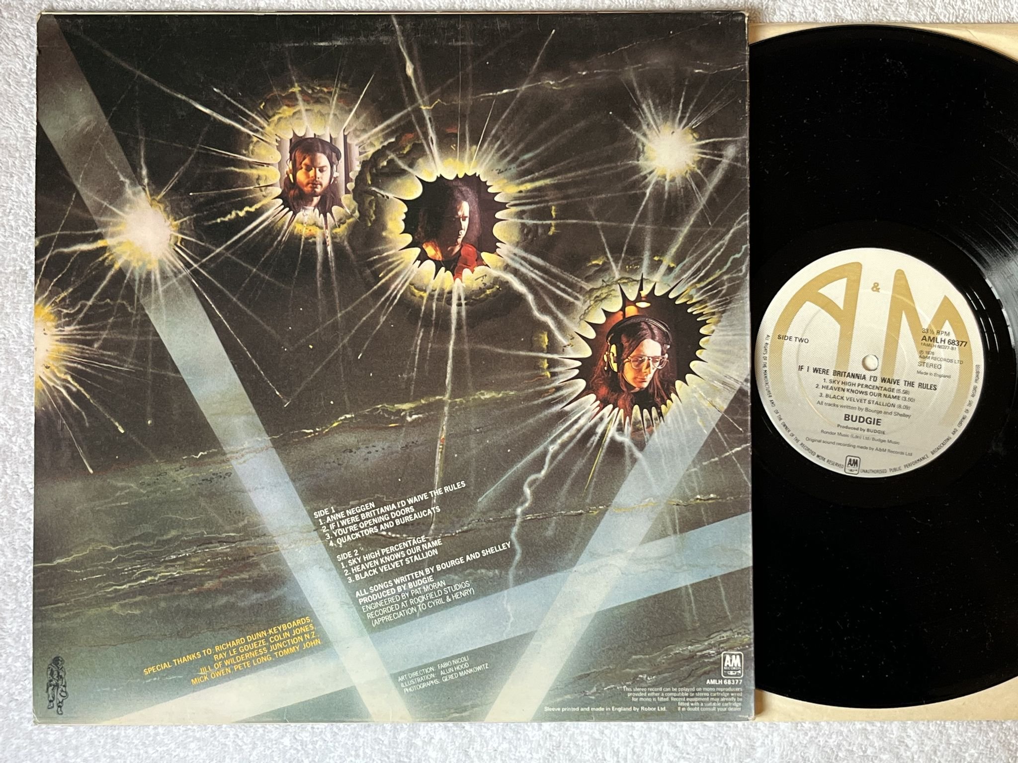 Omslagsbild för skivan BUDGIE if I were Britania I'd waive the rules LP -76 UK A&M AMLH 68377