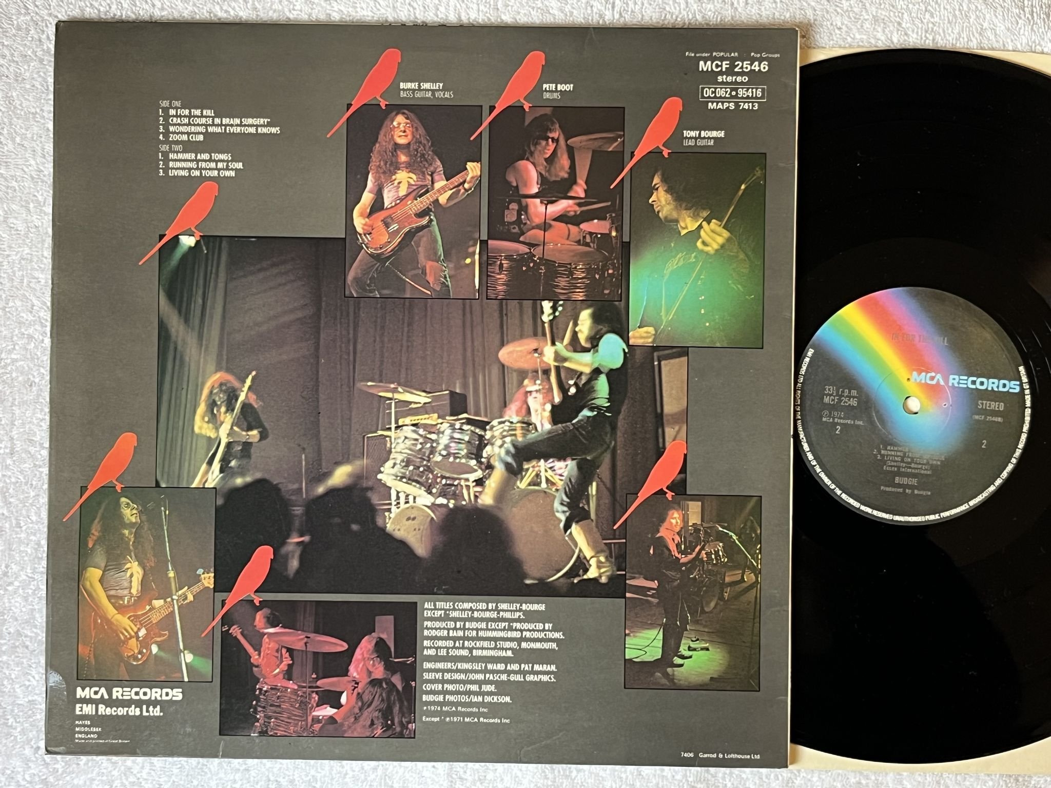 Omslagsbild för skivan BUDGIE in for the kill LP -74 UK MCA MCF 2546