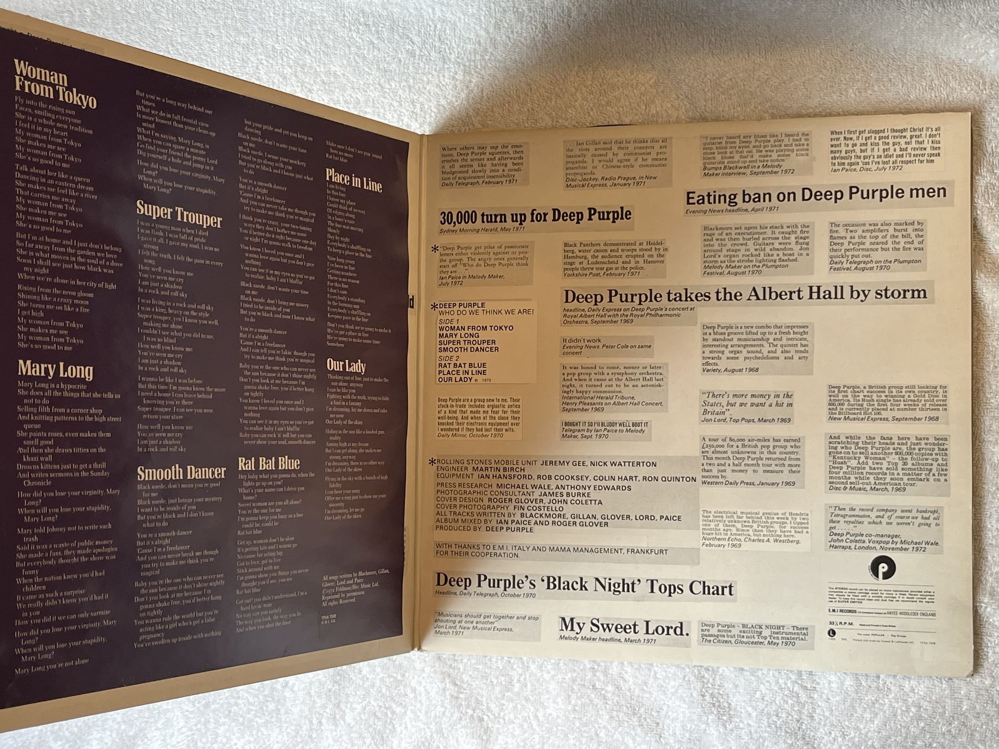 Omslagsbild för skivan DEEP PURPLE who do we thinmk we are! LP -73 UK PURPLE TPSA 7508