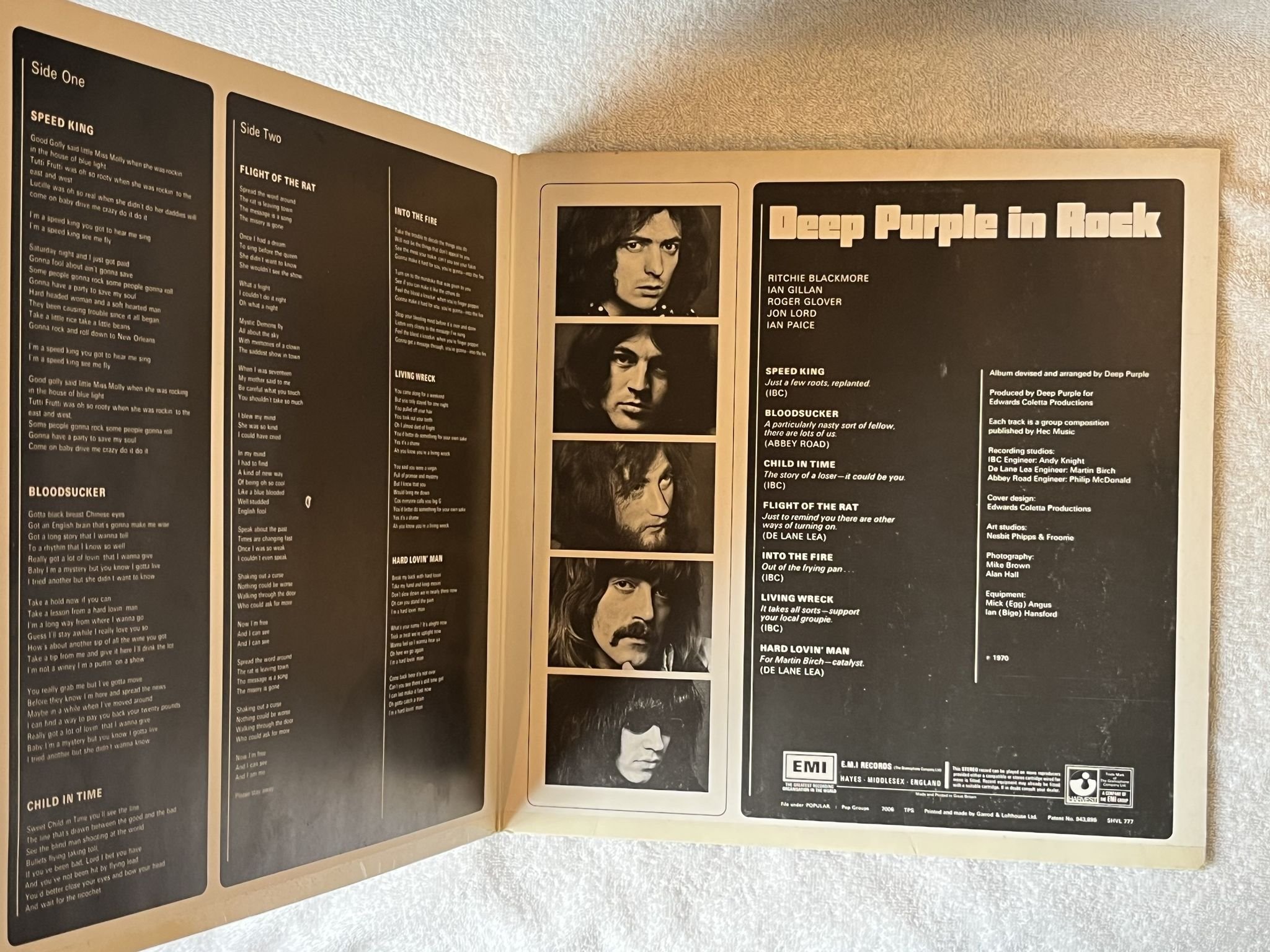 Omslagsbild för skivan DEEP PURPLE deep purple in rock LP -70 UK HARVEST SHVL 777