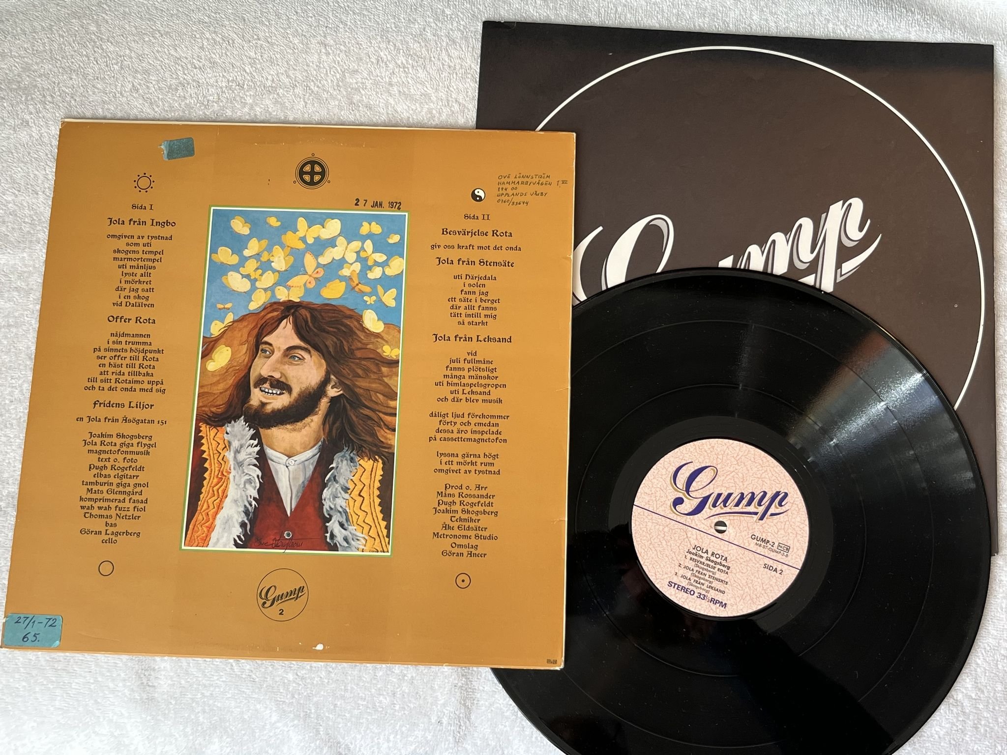 Omslagsbild för skivan JOAKIM SKOGSBERG jola rota LP -72 Swe GUMP-2 *** RARE FOLK PROG ***