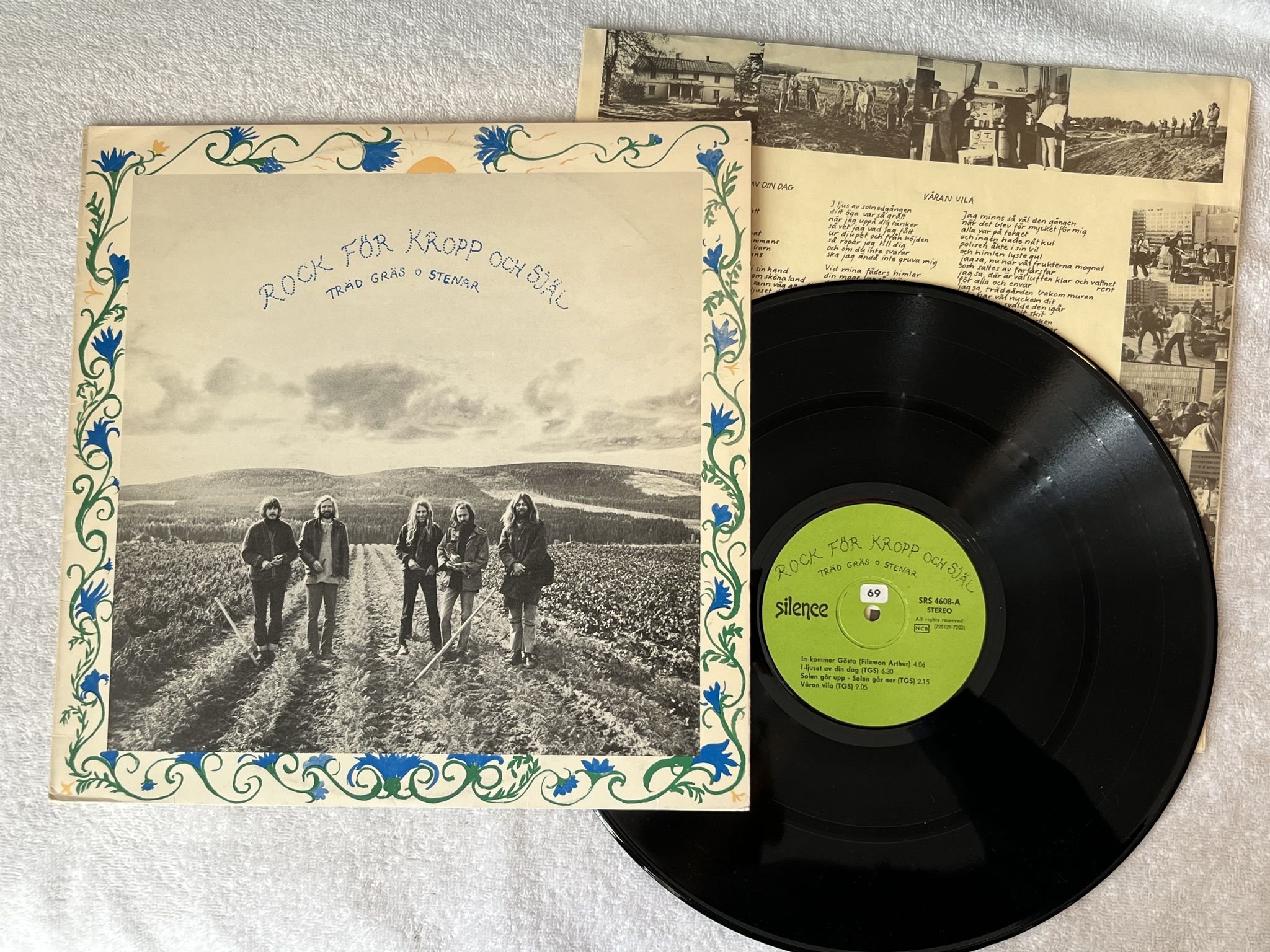 Omslagsbild för skivan TRÄD GRÄS OCH STENAR rock för kropp och själ LP -72 Swe SILENCE SRS 4608