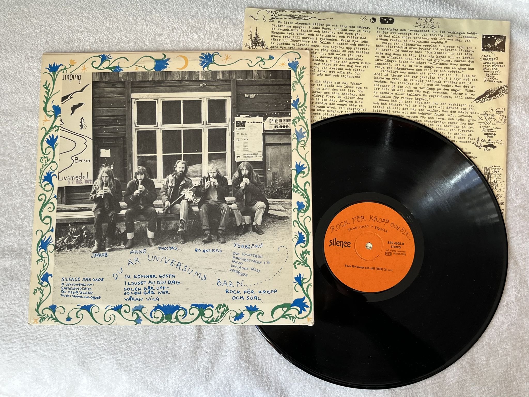 Omslagsbild för skivan TRÄD GRÄS OCH STENAR rock för kropp och själ LP -72 Swe SILENCE SRS 4608