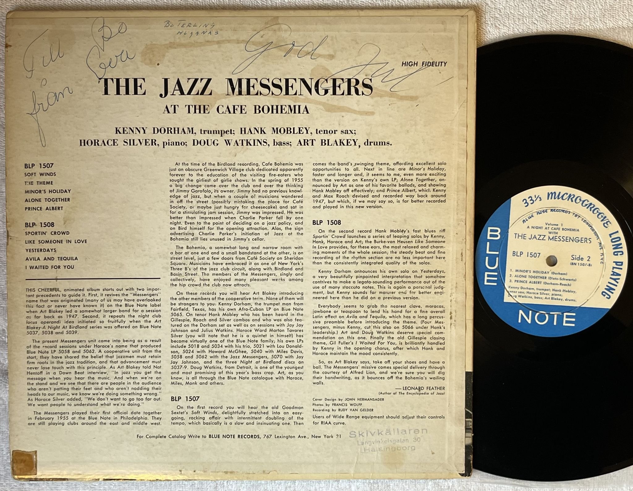 Omslagsbild för skivan THE JAZZ MESSENGERS vol 1 LP -56 1st OG US BLUE NOTE BLP 1507