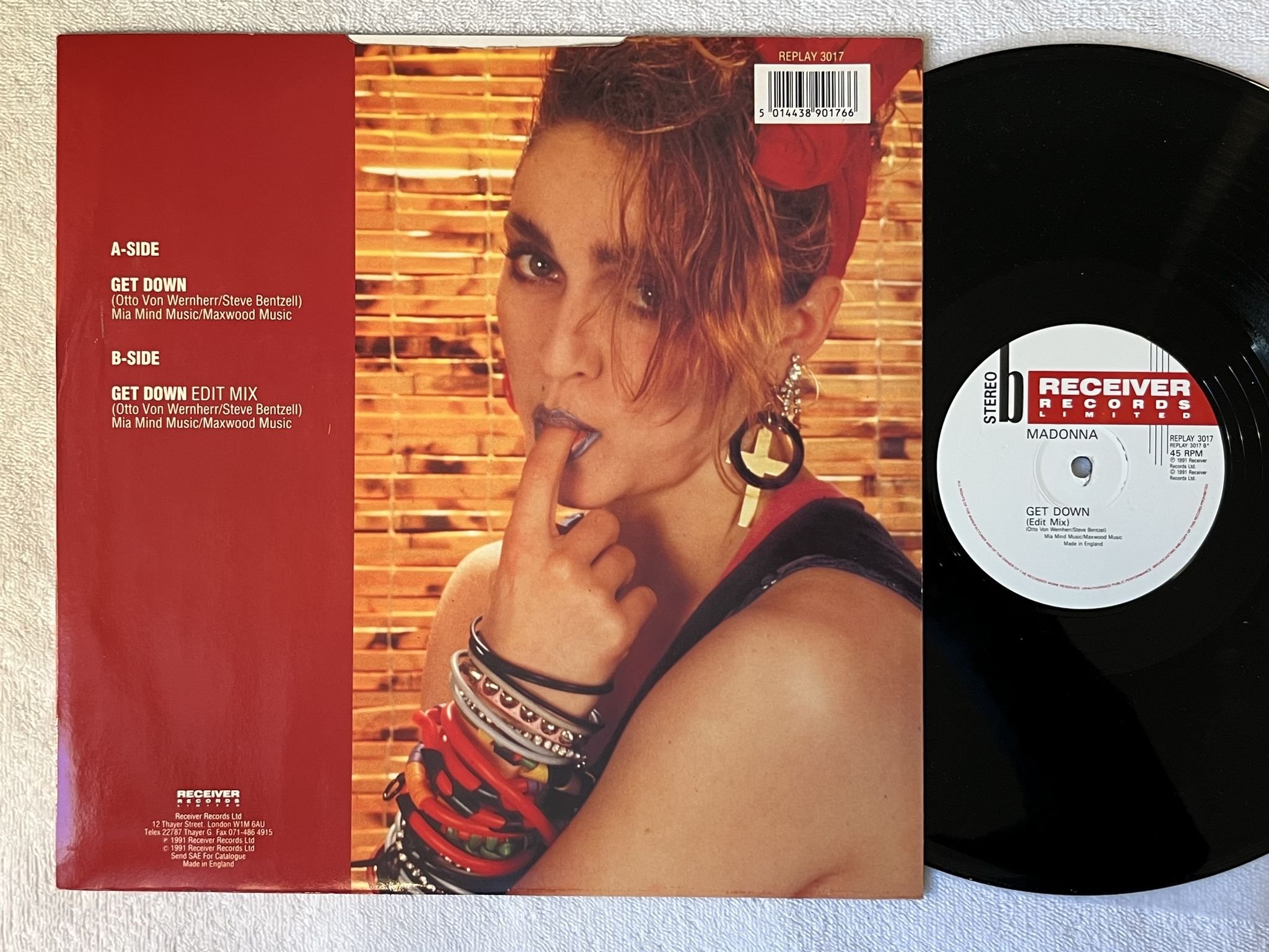 Omslagsbild för skivan MADONNA Otto Von Wernherr - Get Down 12" -91 UK REPLAY 3017
