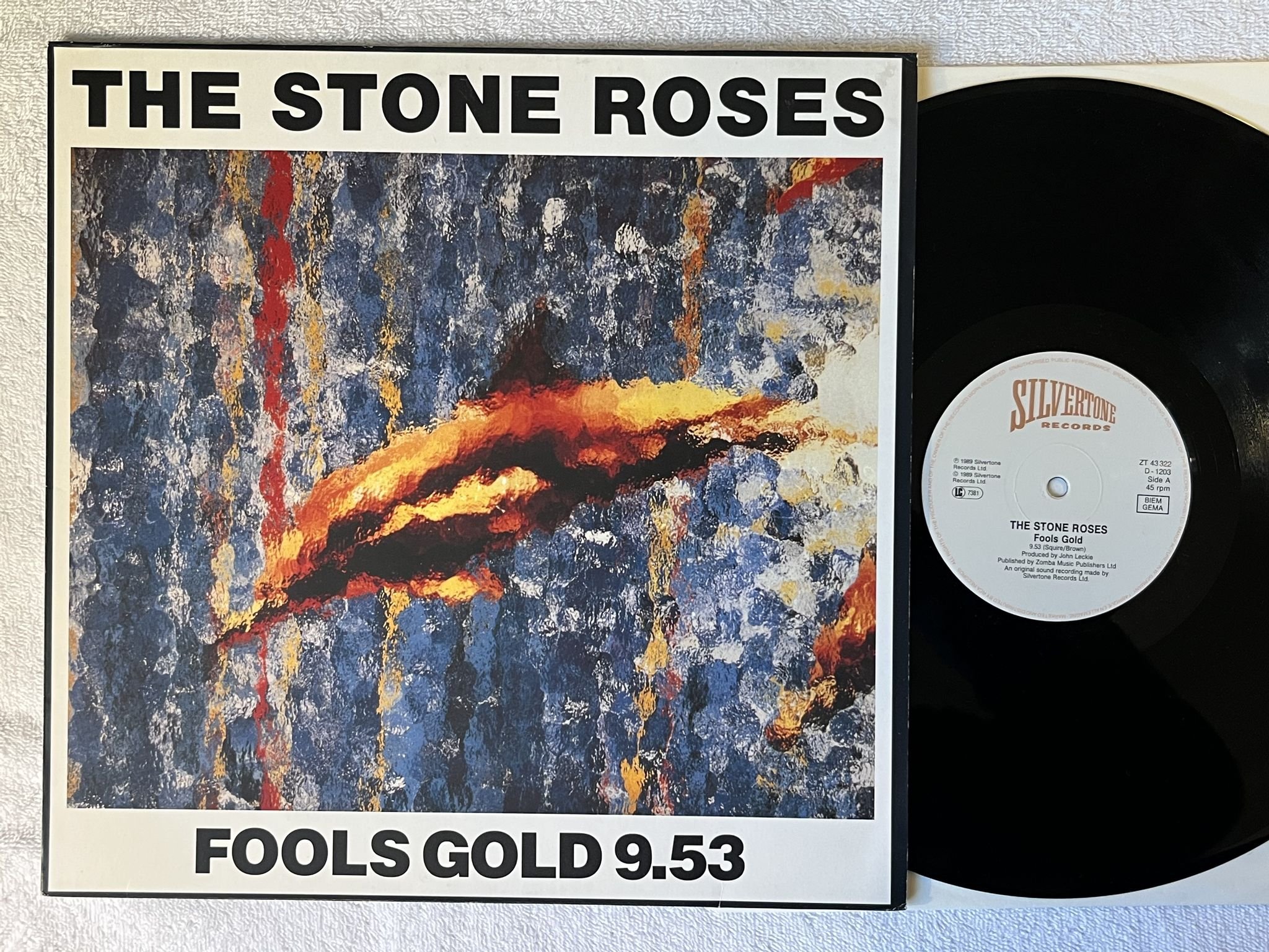 Omslagsbild för skivan THE STONE ROSES What The World Is Waiting For 12" -89 silvertone ZT 43322
