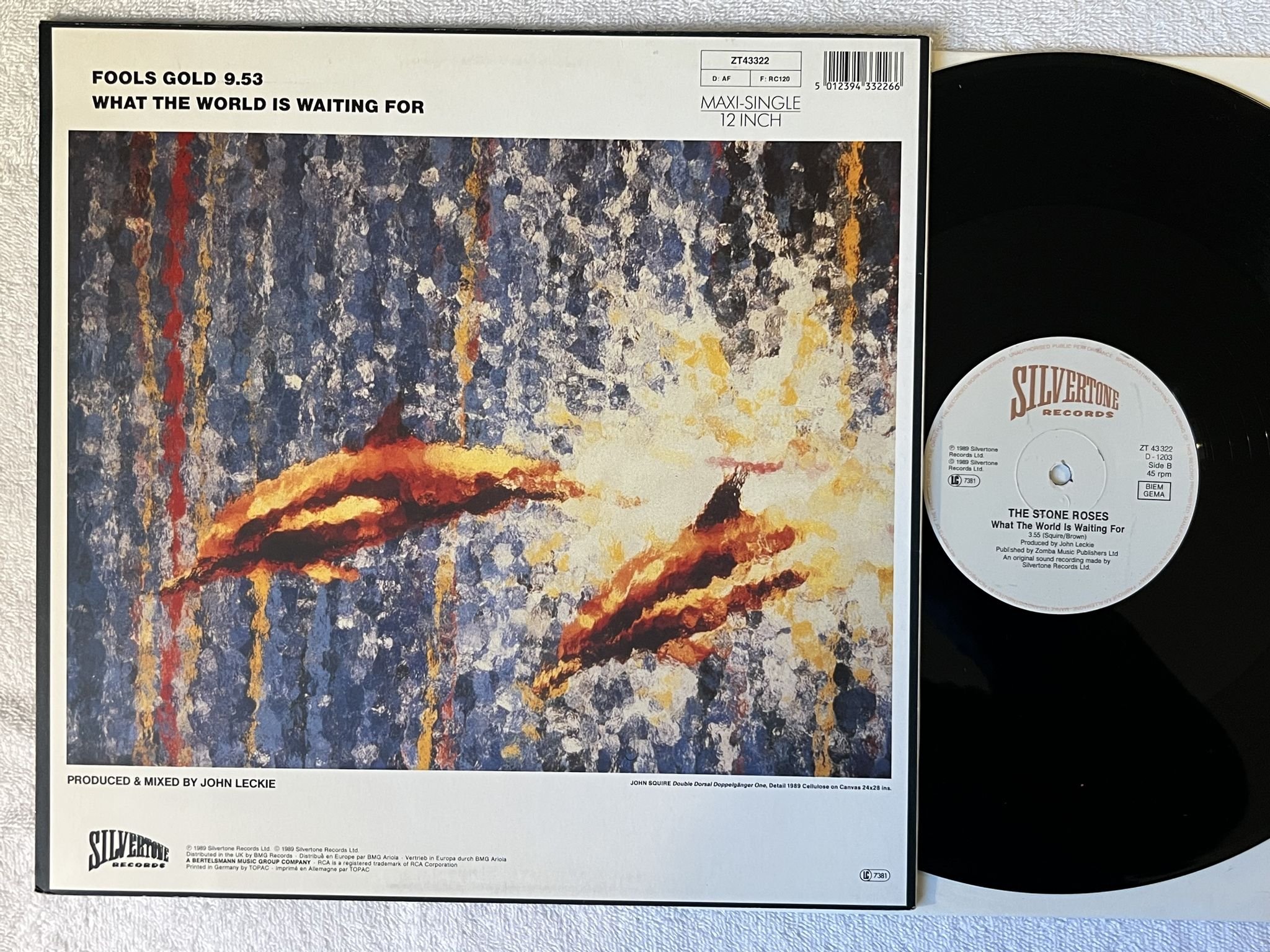 Omslagsbild för skivan THE STONE ROSES What The World Is Waiting For 12" -89 silvertone ZT 43322