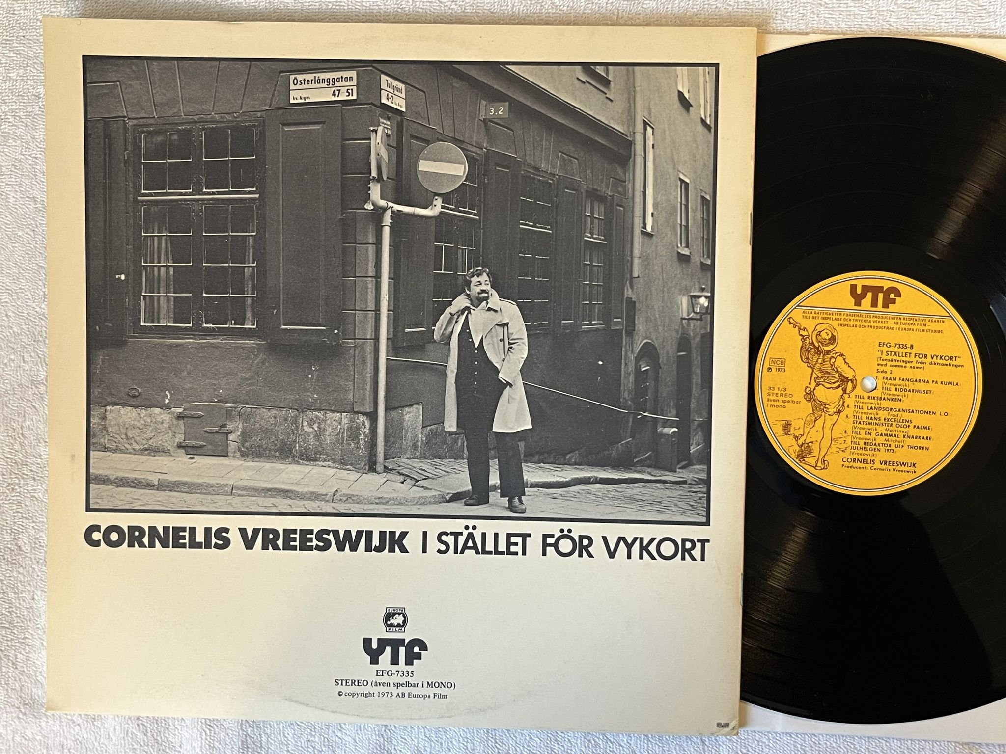 Omslagsbild för skivan CORNELIS VREESWIJK i stället för vykort LP -73 YTF EFG 7335