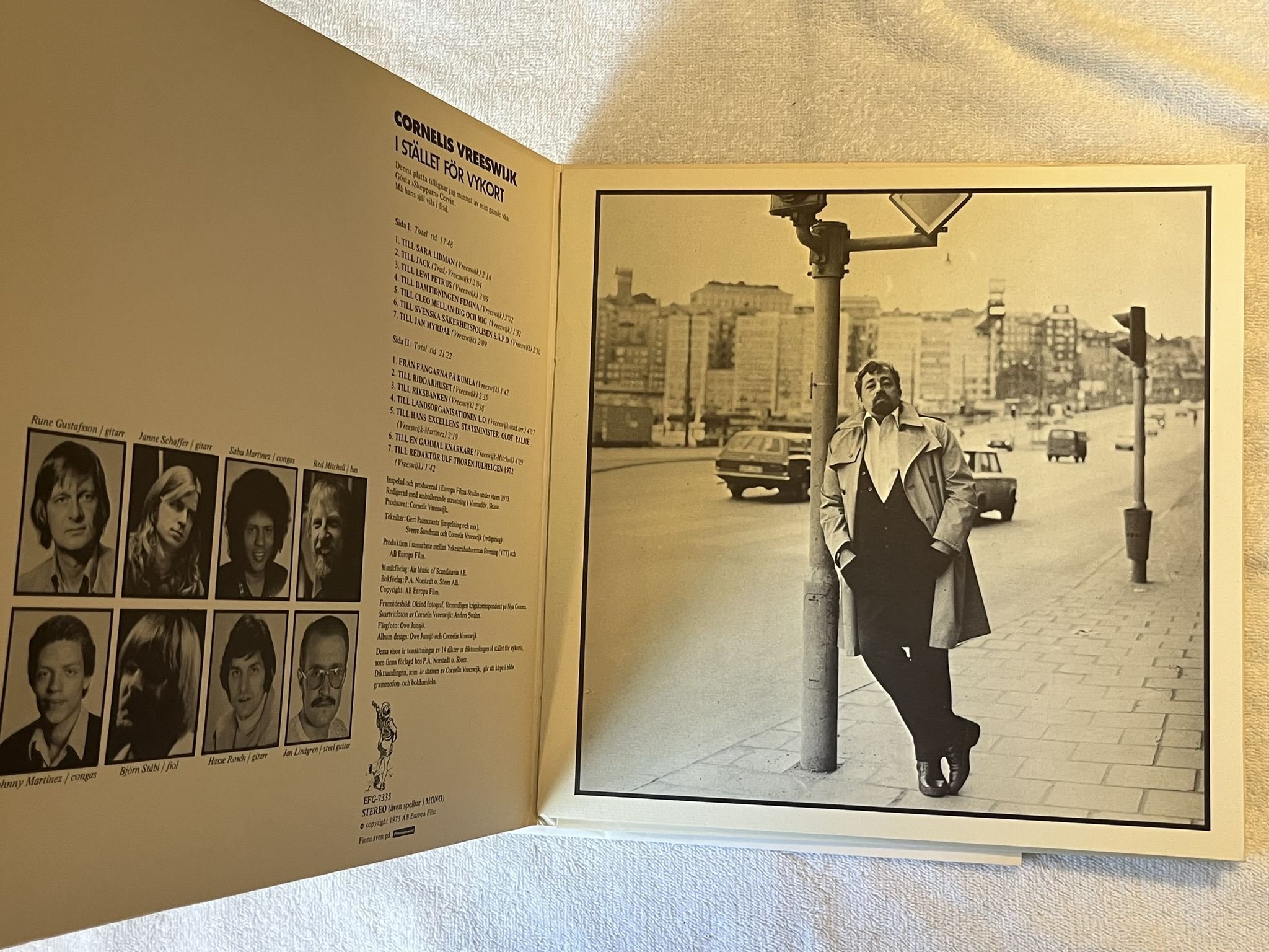 Omslagsbild för skivan CORNELIS VREESWIJK i stället för vykort LP -73 YTF EFG 7335