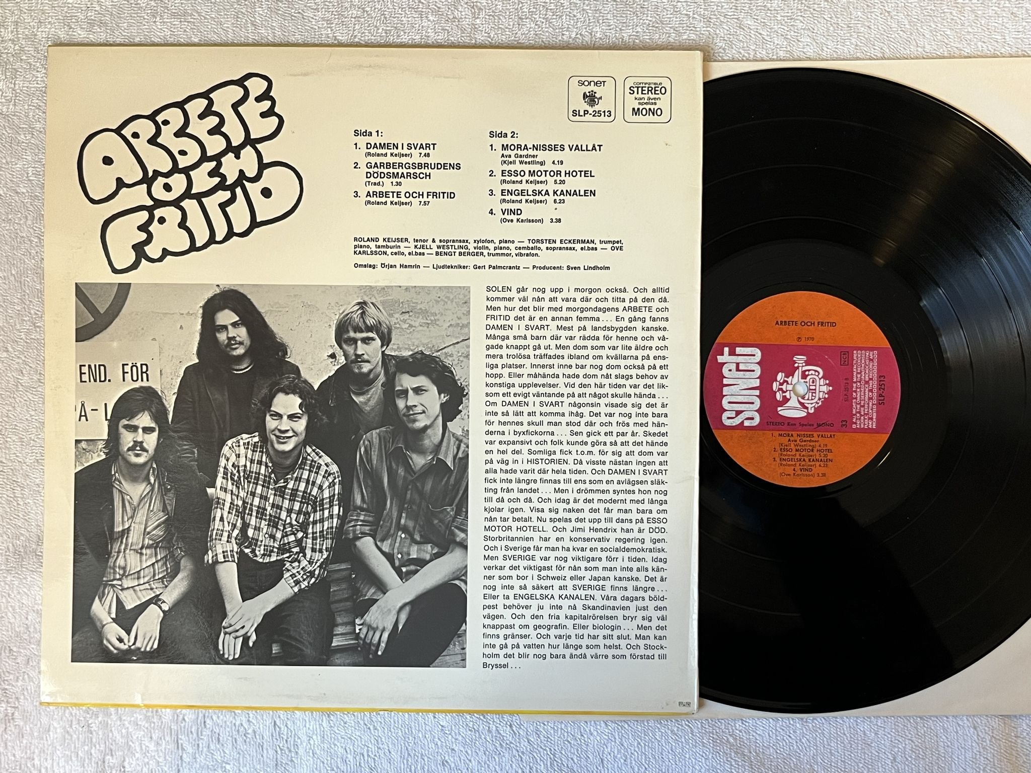 Omslagsbild för skivan ARBETE OCH FRITID s/t LP -70 SONET SLP 2513