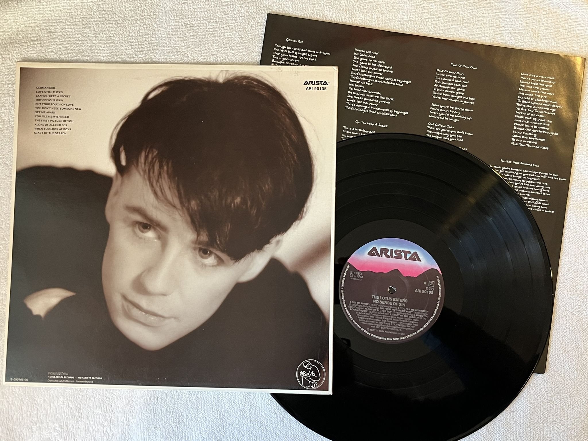 Omslagsbild för skivan THE LOTUS EATERS No Sense Of Sin LP -84 ARISTA ARI 90105