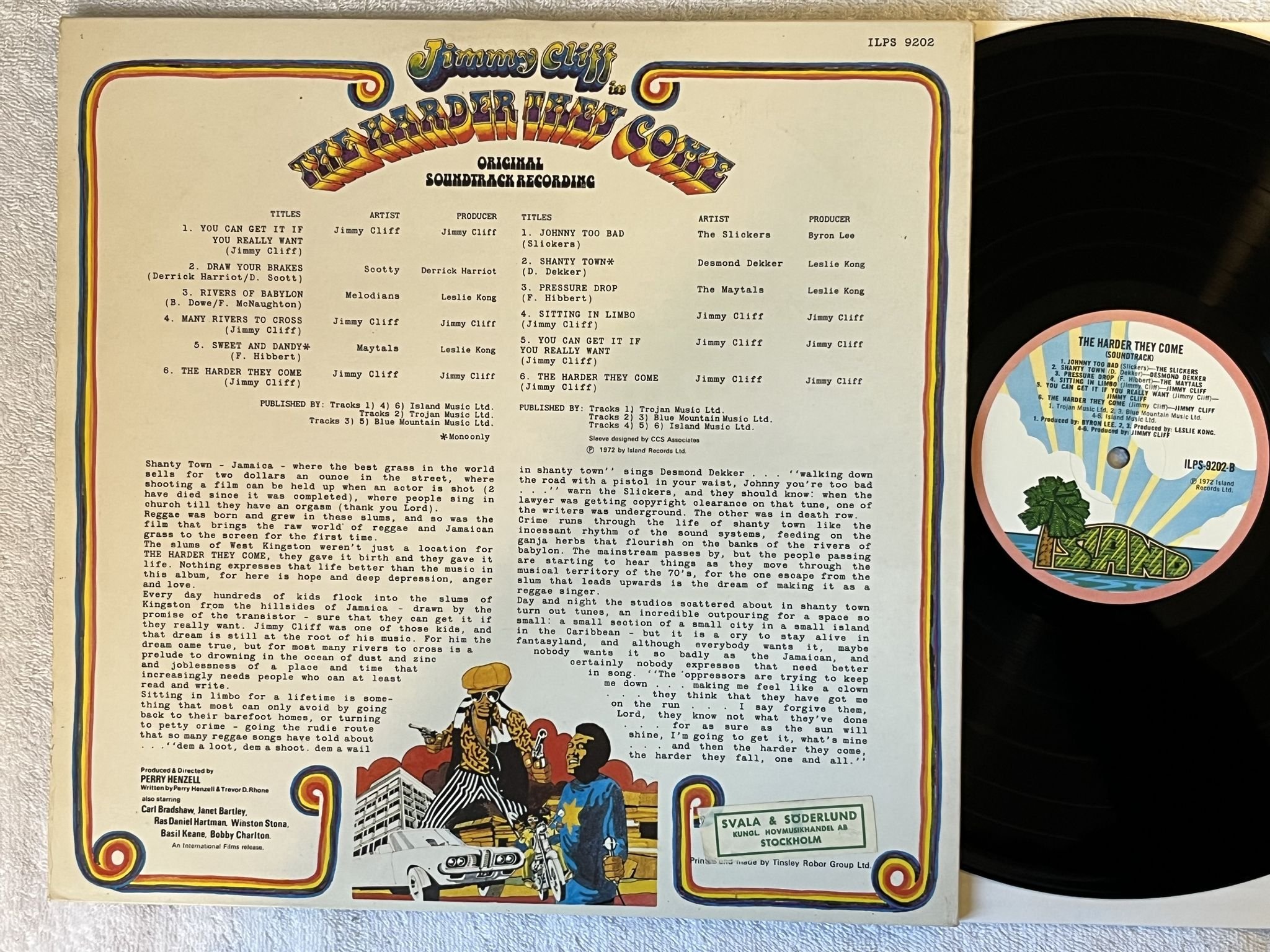 Omslagsbild för skivan V/A The harder they come LP -72 UK ISLAND ILPS 9202 *** CLASSIC ***