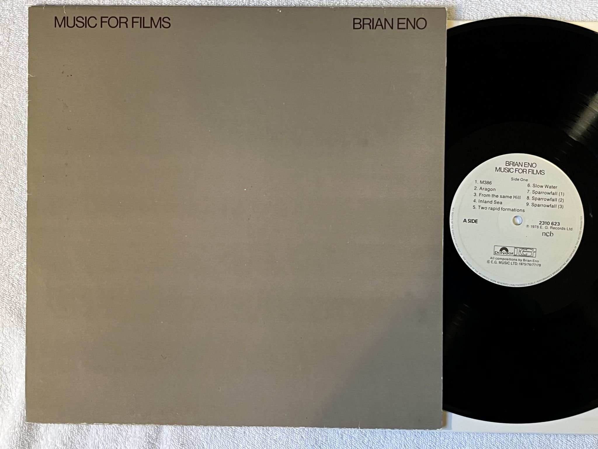 Omslagsbild för skivan BRIAN ENO music for films LP -78 ncb POLYDOR 2310 623
