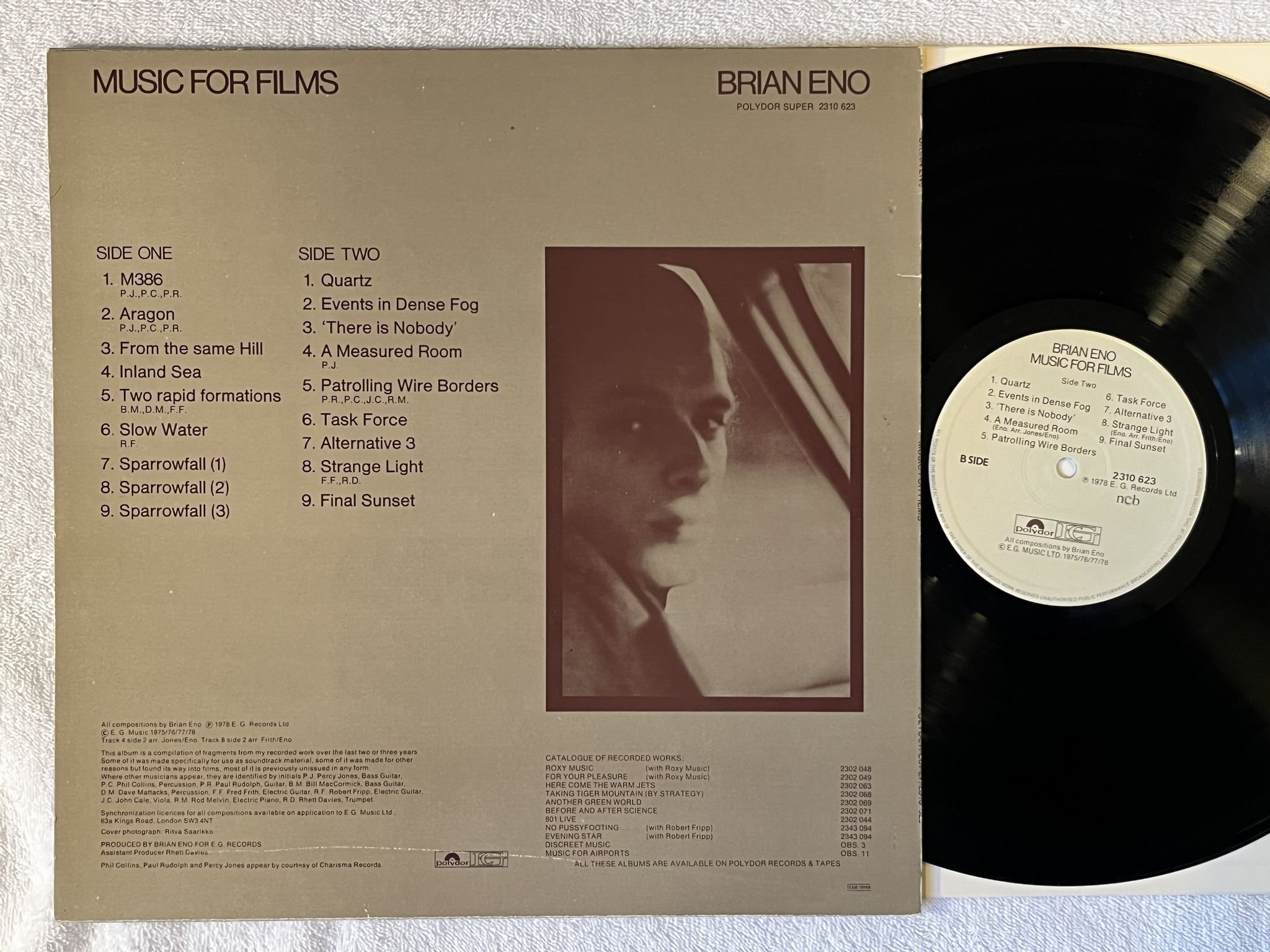 Omslagsbild för skivan BRIAN ENO music for films LP -78 ncb POLYDOR 2310 623