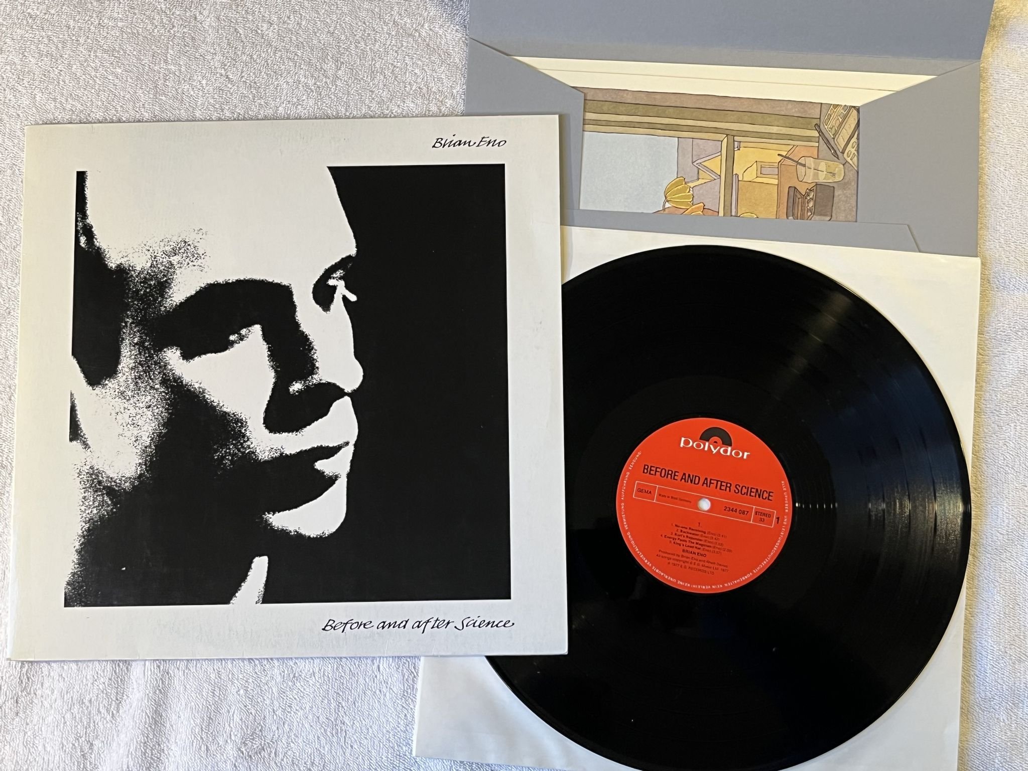 Omslagsbild för skivan BRIAN ENO before and after science LP -77 Ger POLYDOR 2344 087 ** 4 prints **