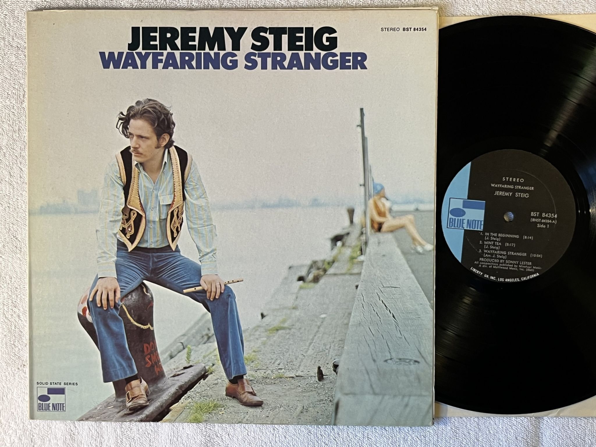 Omslagsbild för skivan JEREMY STEIG wayfaring stranger LP -71 US BLUE NOTE BST 84354