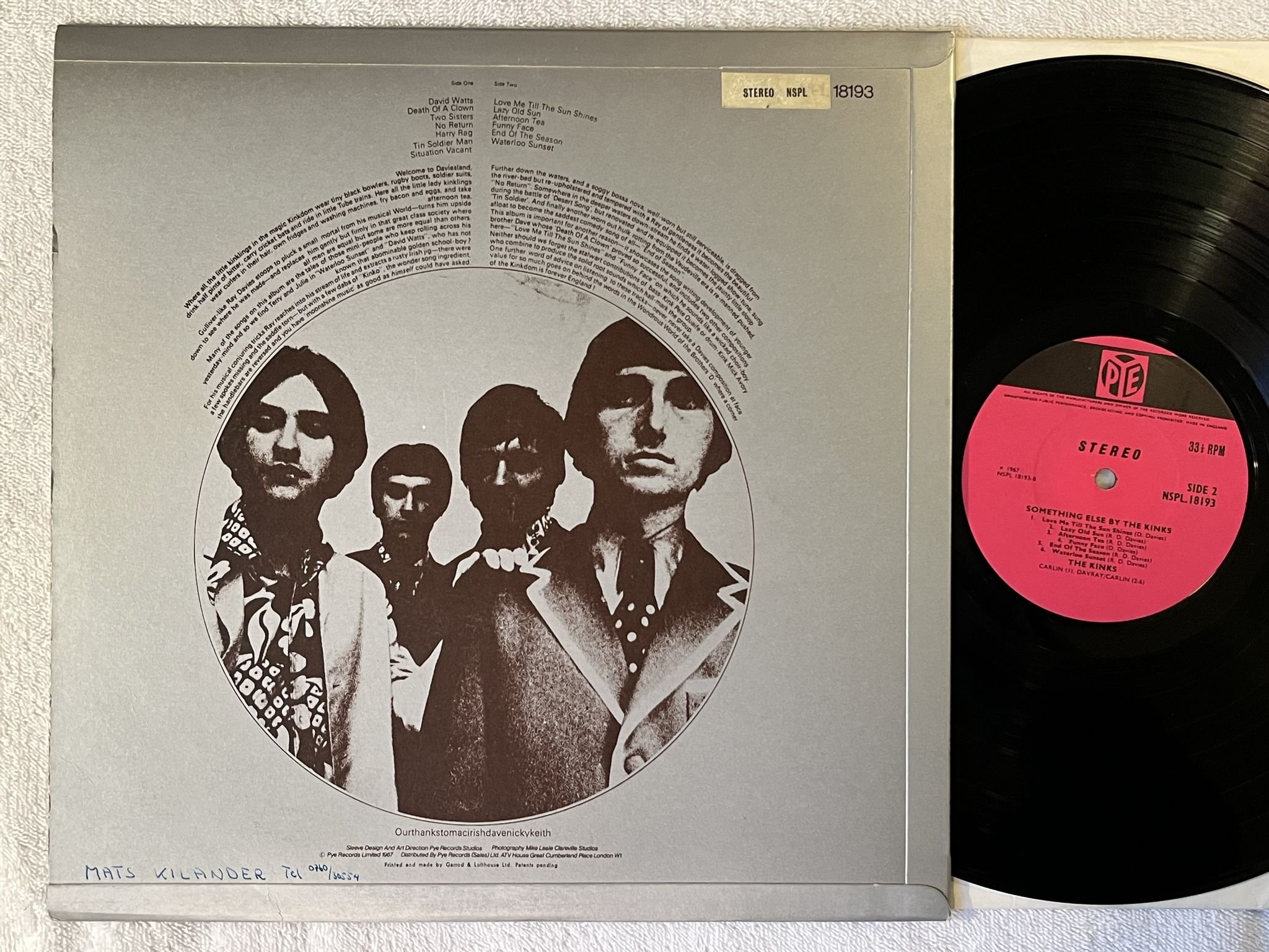 Omslagsbild för skivan KINKS something else by the Kinks LP -67 UK PYE NSPL 18193