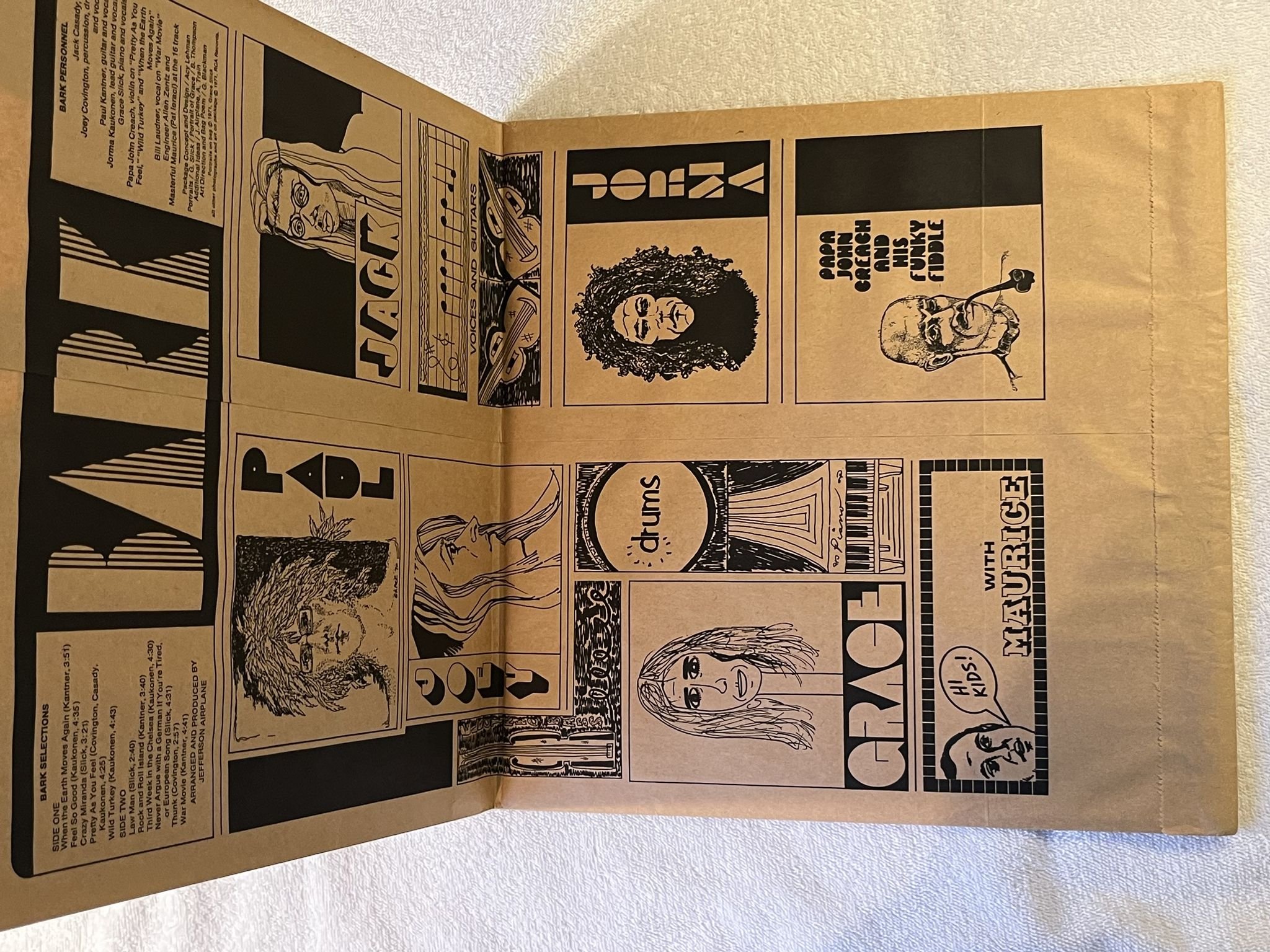 Omslagsbild för skivan JEFFERSON AIRPLANE bark LP -71 US GRUNT FTR-1001