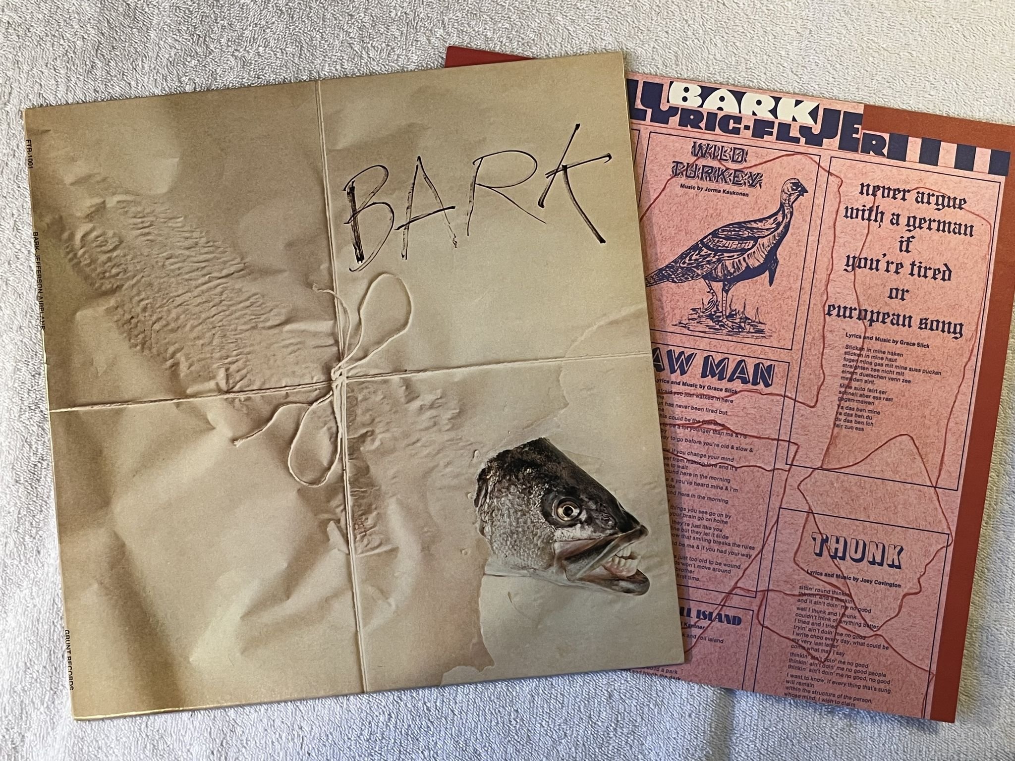 Omslagsbild för skivan JEFFERSON AIRPLANE bark LP -71 US GRUNT FTR-1001