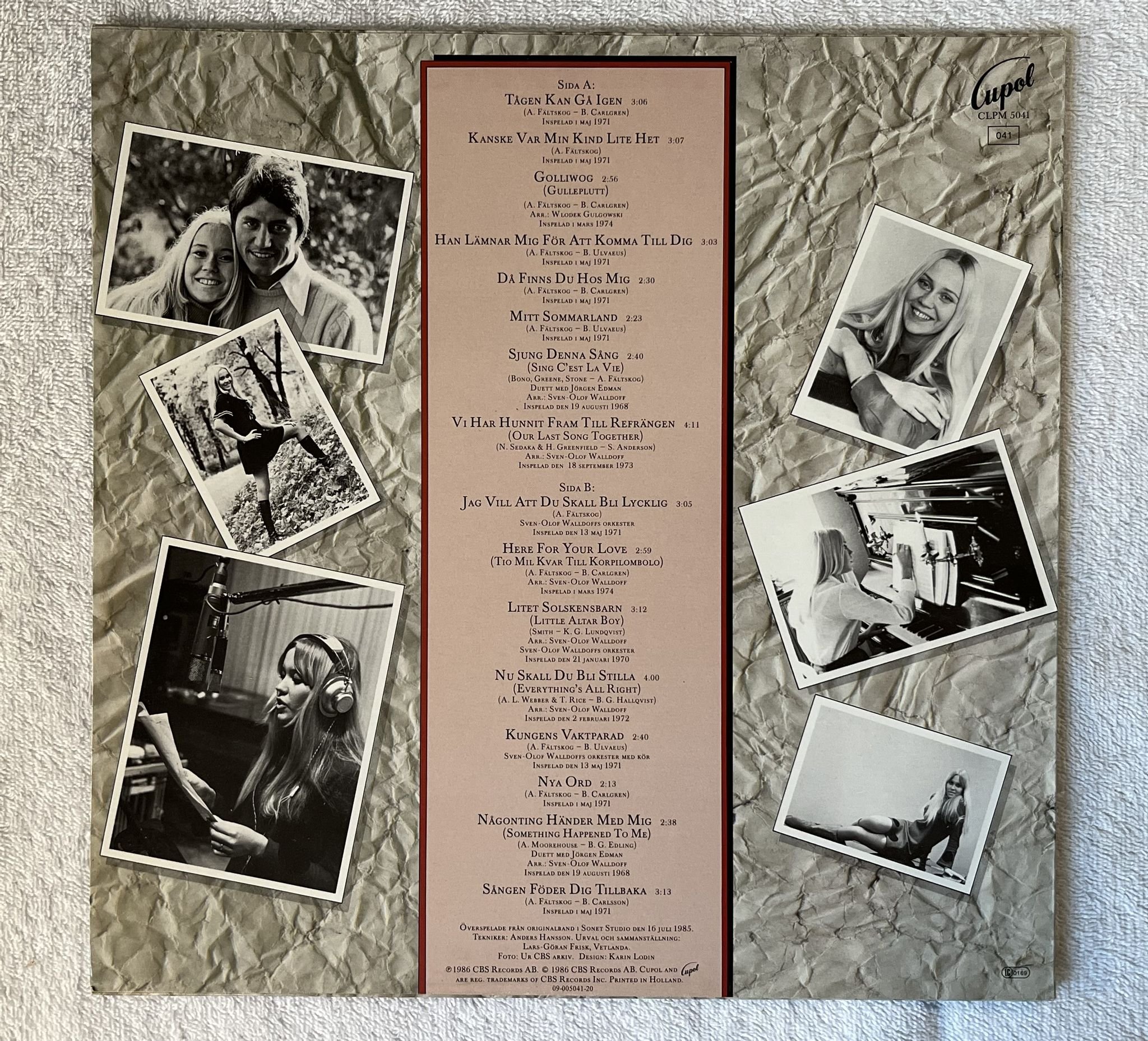 Omslagsbild för skivan AGNETHA FÄLTSKOG Sjung Denna Sång LP -86 Swe CUPOL CLPM 5041 ** UNPLAYED **