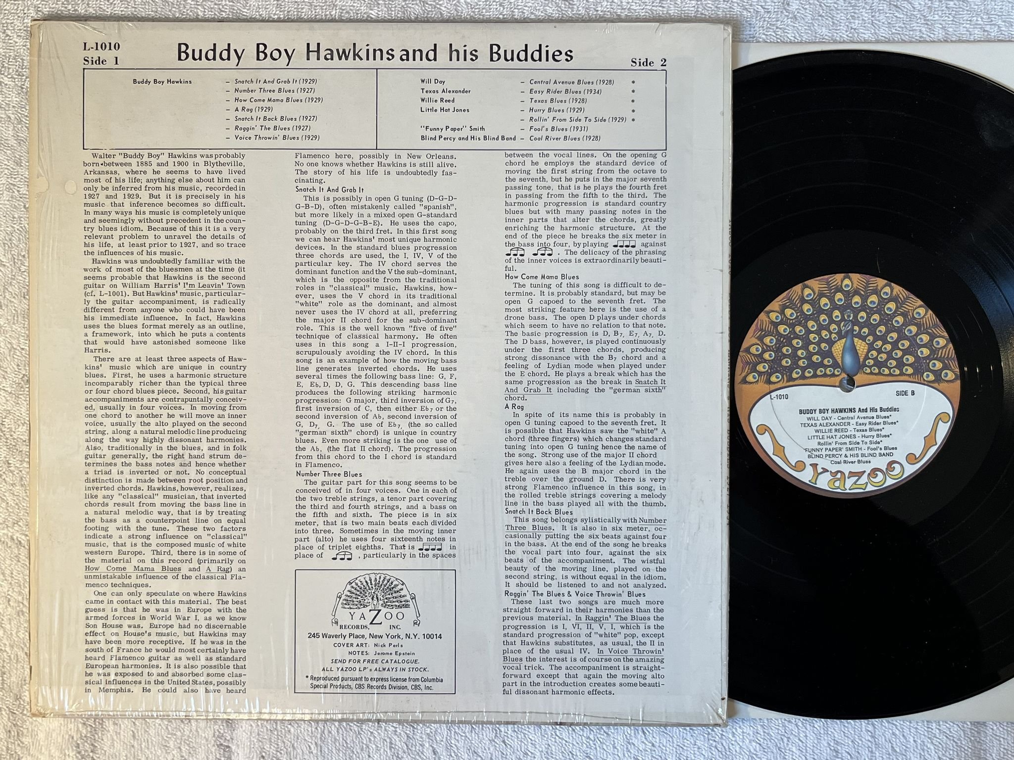Omslagsbild för skivan BUDDY BOY HAWKINS & HIS BUDDIES 1927-1934 LP US YAZOO L-1010