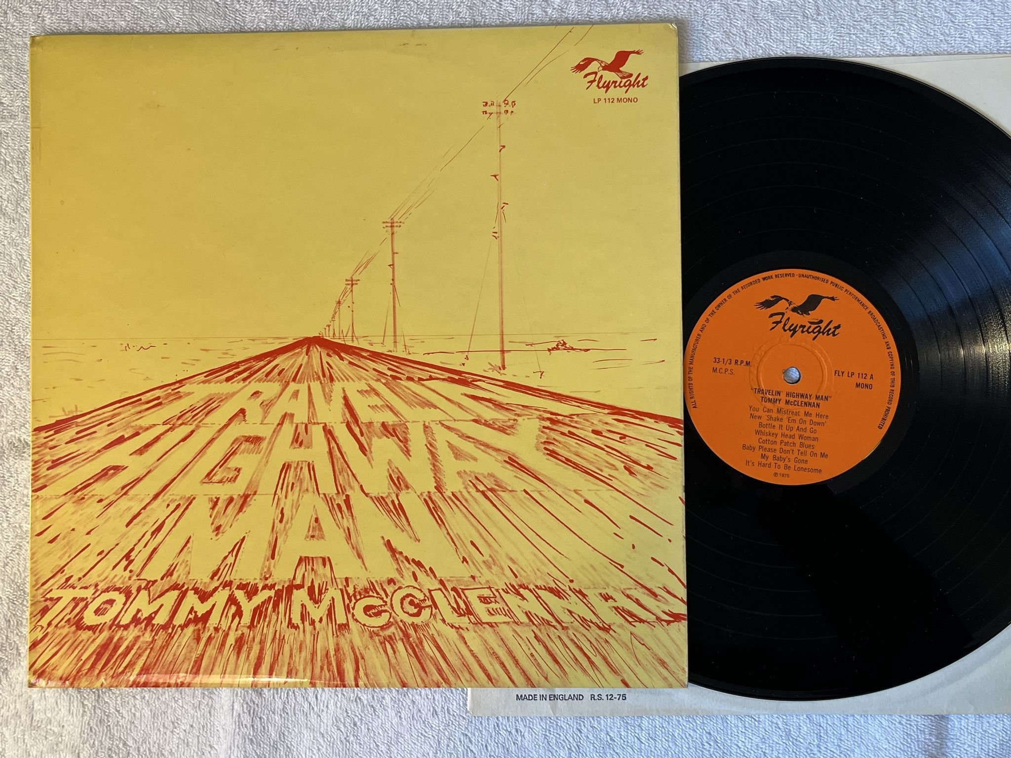 Omslagsbild för skivan TOMMY McCLENNAN travelin highway man LP -75 UK FLYRIGHT FLY LP 112