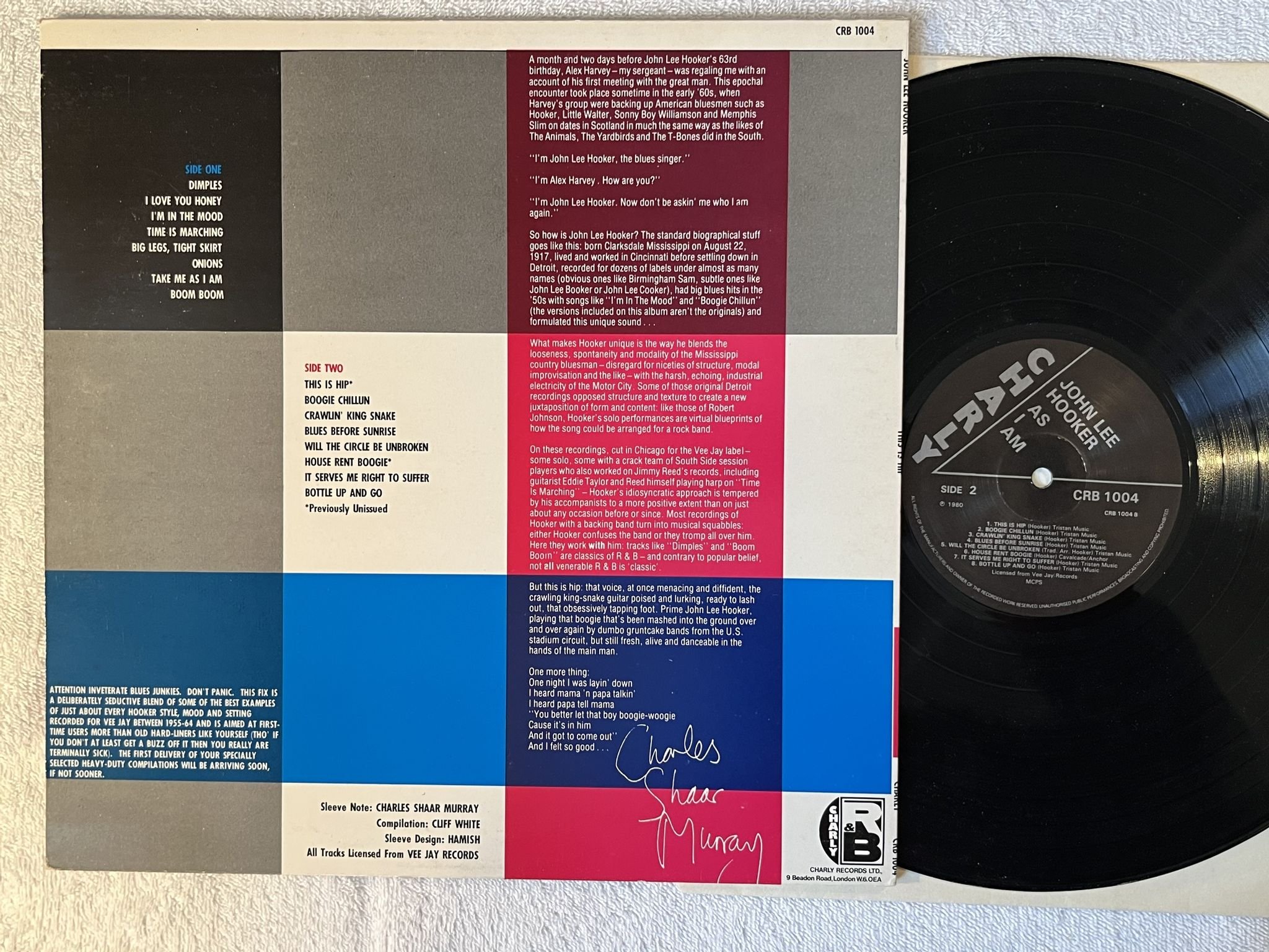 Omslagsbild för skivan JOHN LEE HOOKER This Is Hip LP -80 UK cHARLT R&B - CRB 1004