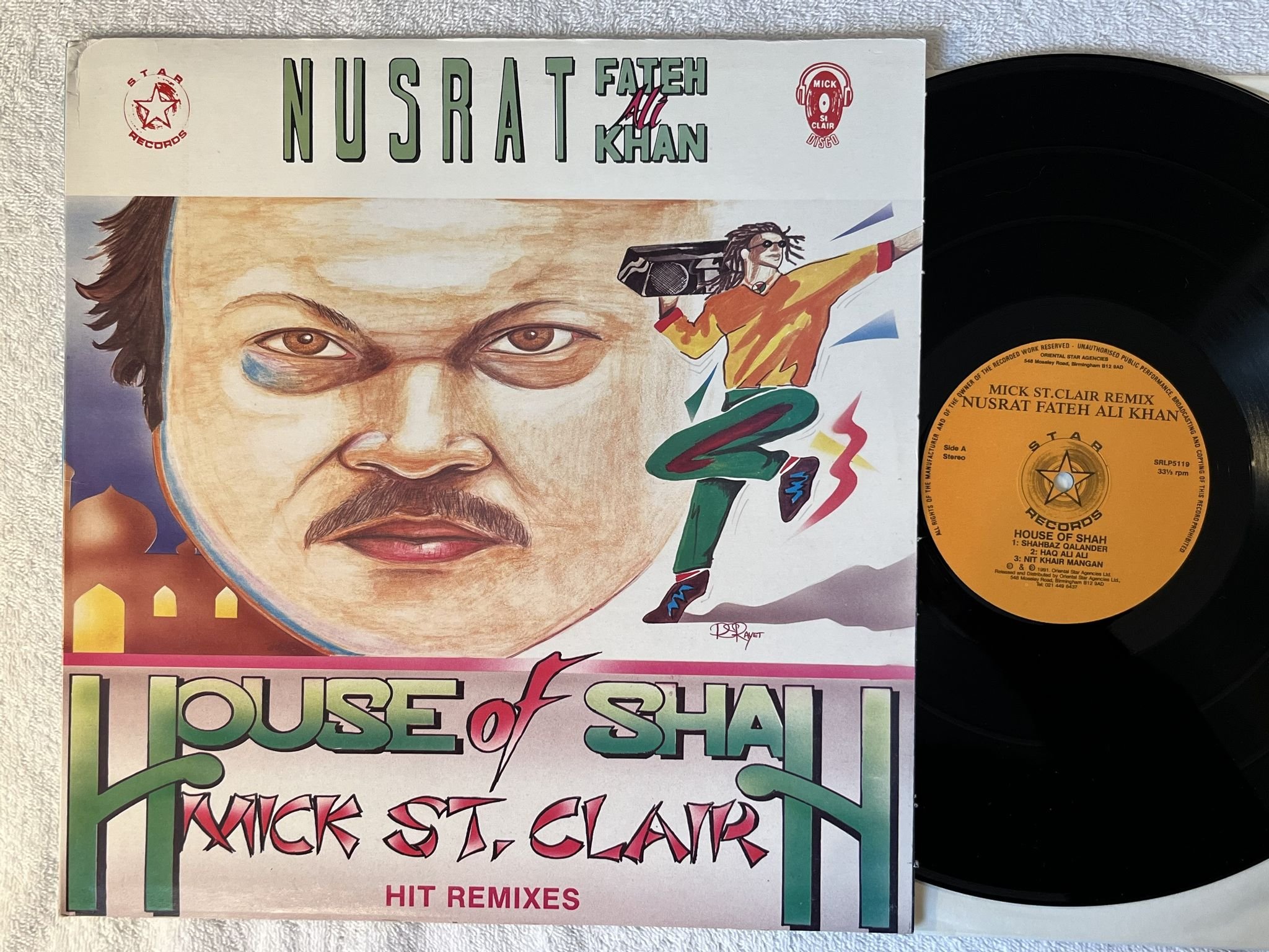 Omslagsbild för skivan NUSRAT FATEH ALI KHAN House Of Shah LP -91 UK star s/srlp 5119 ** ELECTRO DUB **