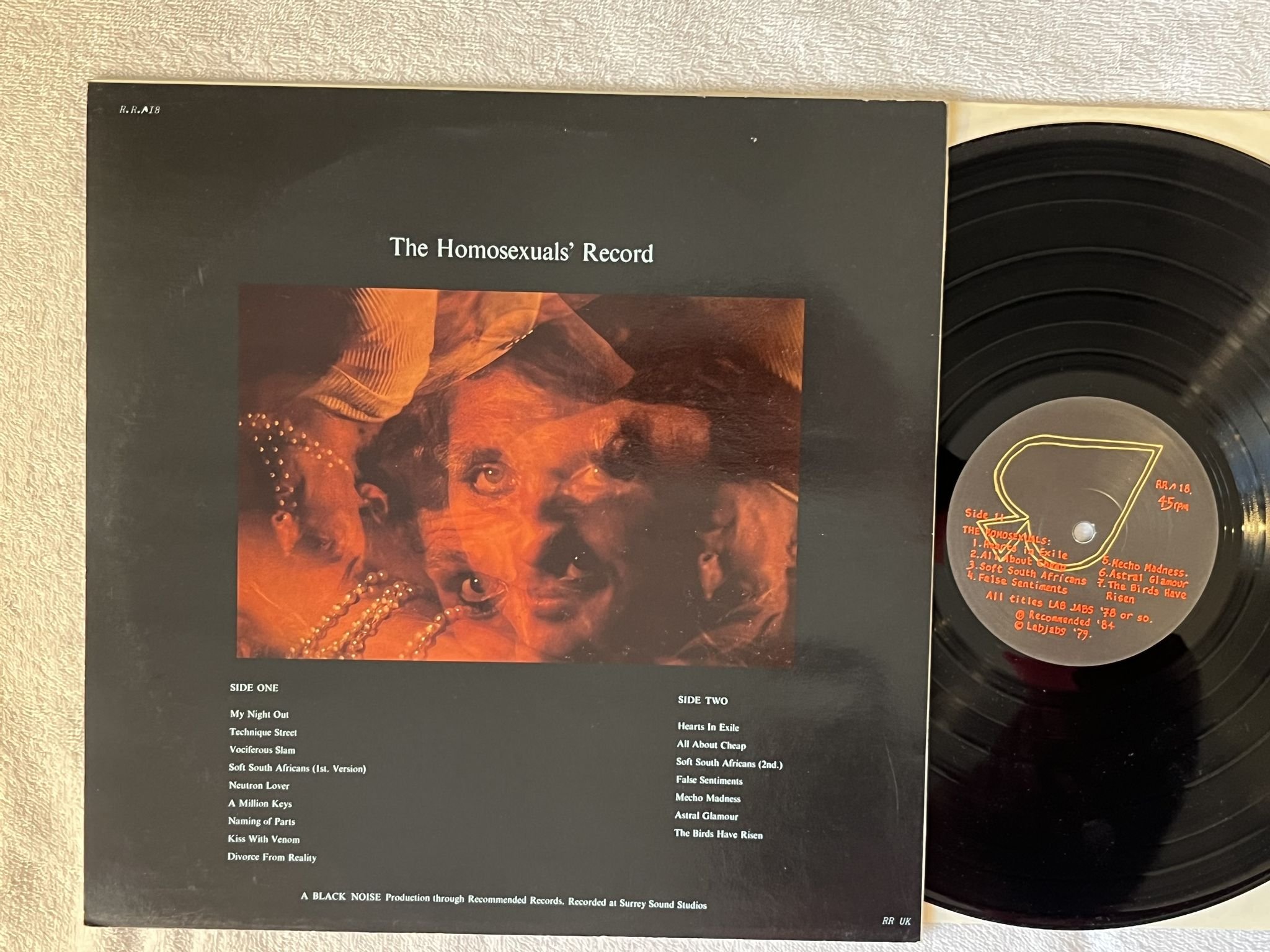 Omslagsbild för skivan THE HOMOSEXUALS The Homosexuals' Record LP -84 UK 45RPM RR18 *** VERY RARE ***