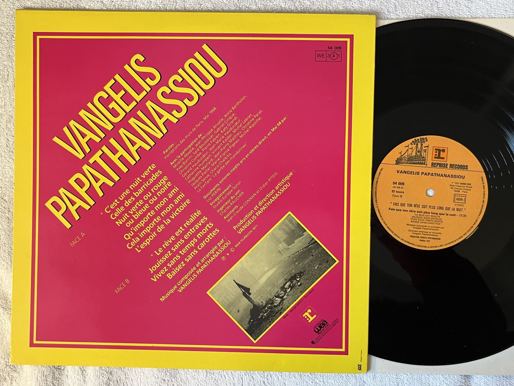 Omslagsbild för skivan VANGELIS Fais Que Ton Rêve Soit Plus Long Que La Nuit LP -79 Fra REPRISE 54009