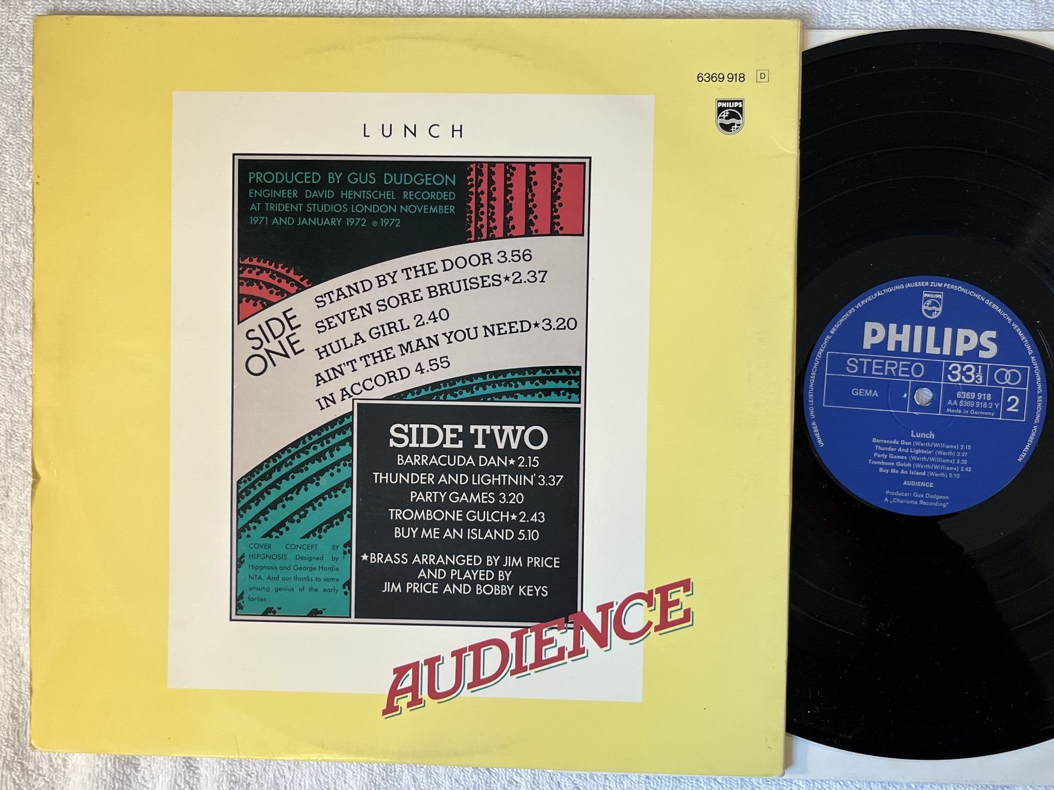 Omslagsbild för skivan AUDIENCE lunch LP Ger PHILIPS 6369918