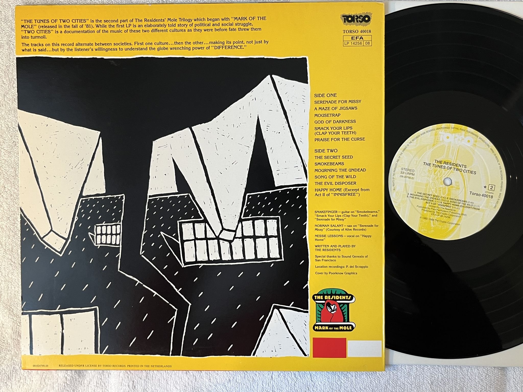 Omslagsbild för skivan THE RESIDENTS The Tunes Of Two Cities LP -88 Hol TORSO 40018