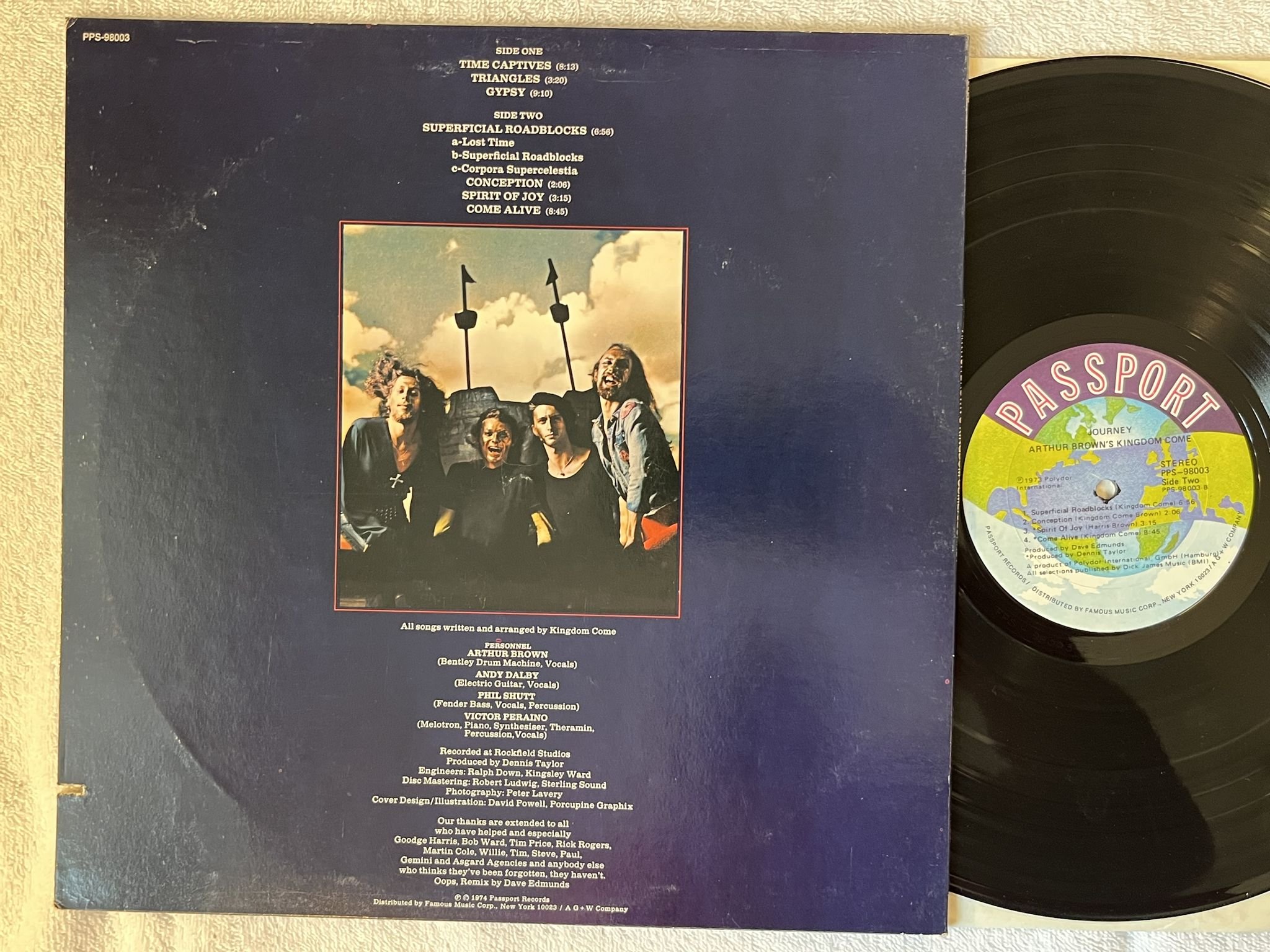 Omslagsbild för skivan ARTHUR BROWN'S KINGDOM COME Journey LP -74 US PASSPORT PPS 98003