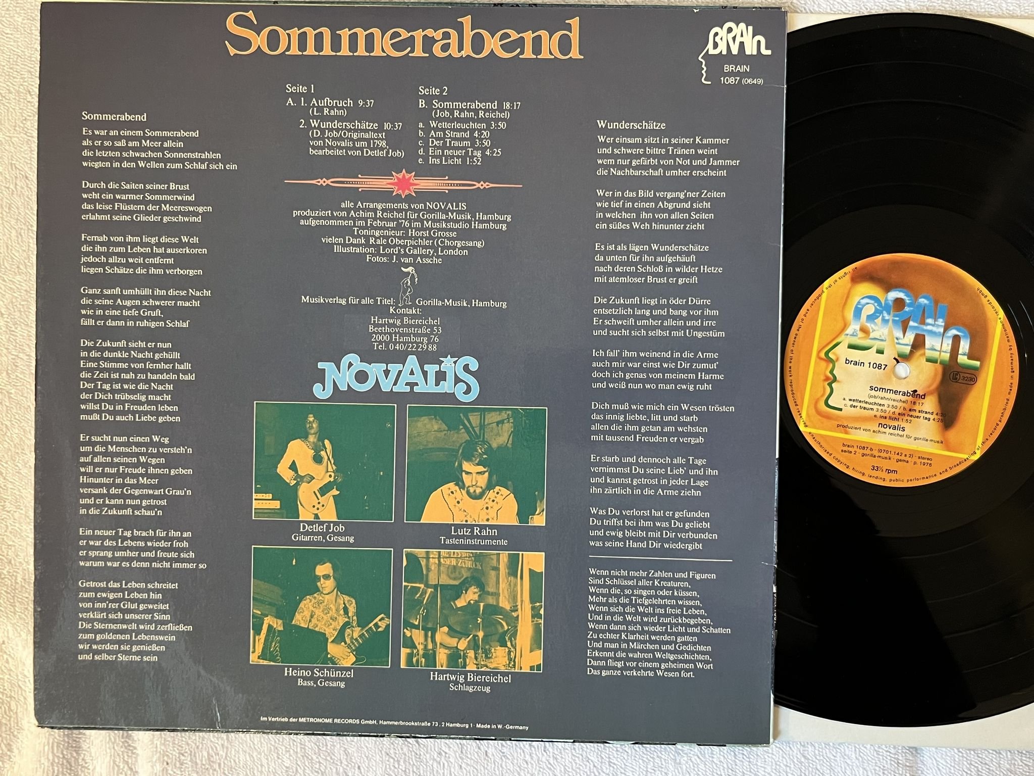 Omslagsbild för skivan NOVALIS Sommerabend LP re Ger BRAIN 1087 *** KRAUT / PROG ***