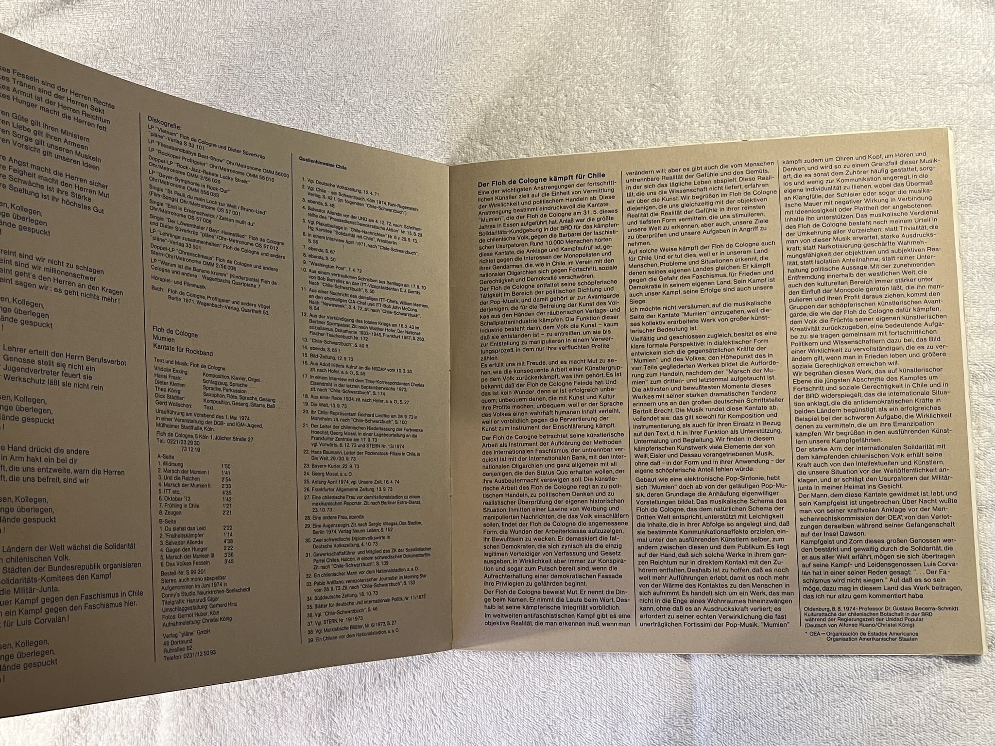 Omslagsbild för skivan FLOH DE COLOGNE mumien LP -75 Ger PLÄNE S 99201 *** KRAUTROCK ***