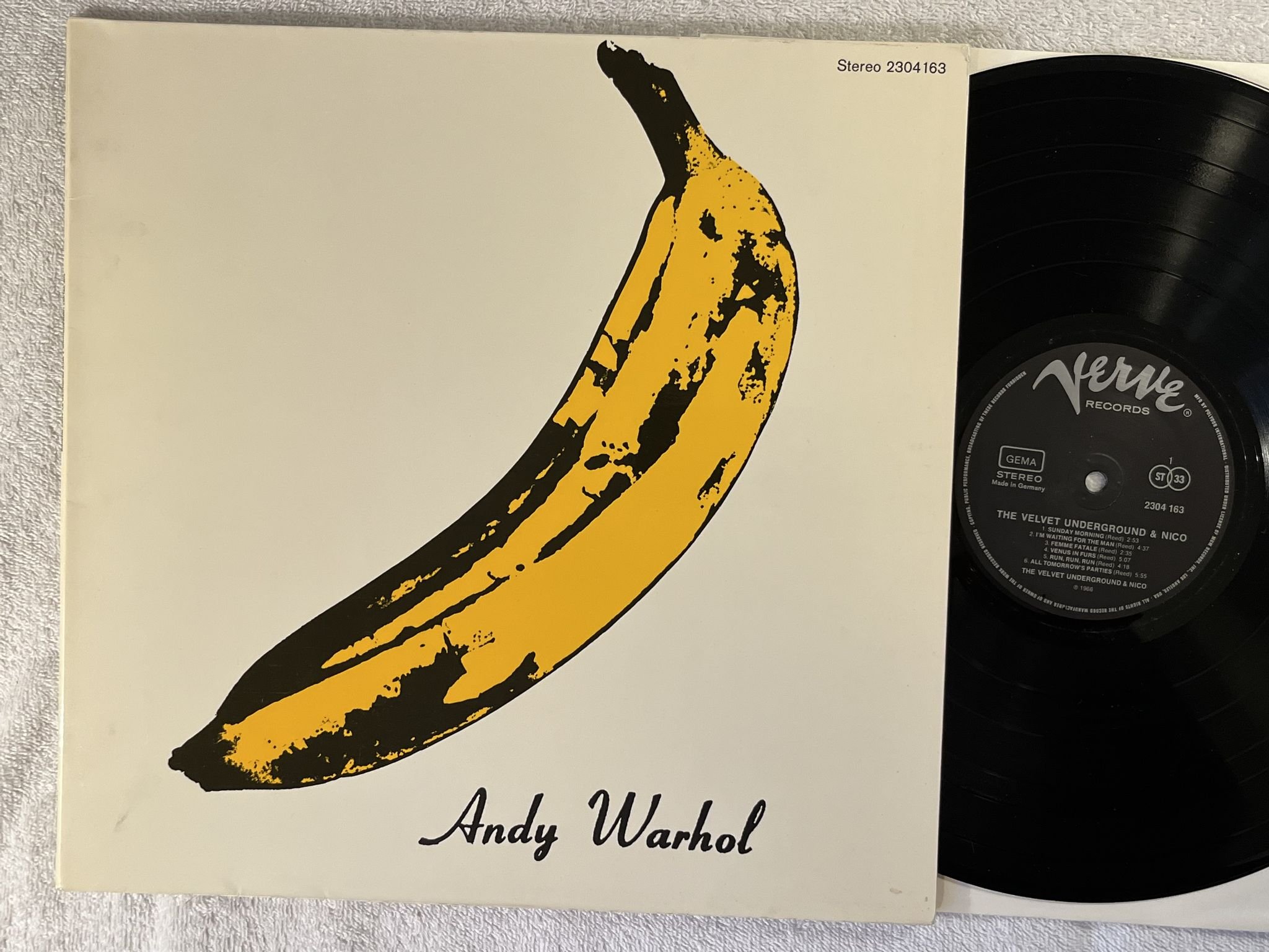 Omslagsbild för skivan THE VELVET UNDERGROUND & NICO s/t LP -71 Ger VERVE 2304163 *** ANDY WARHOL ***
