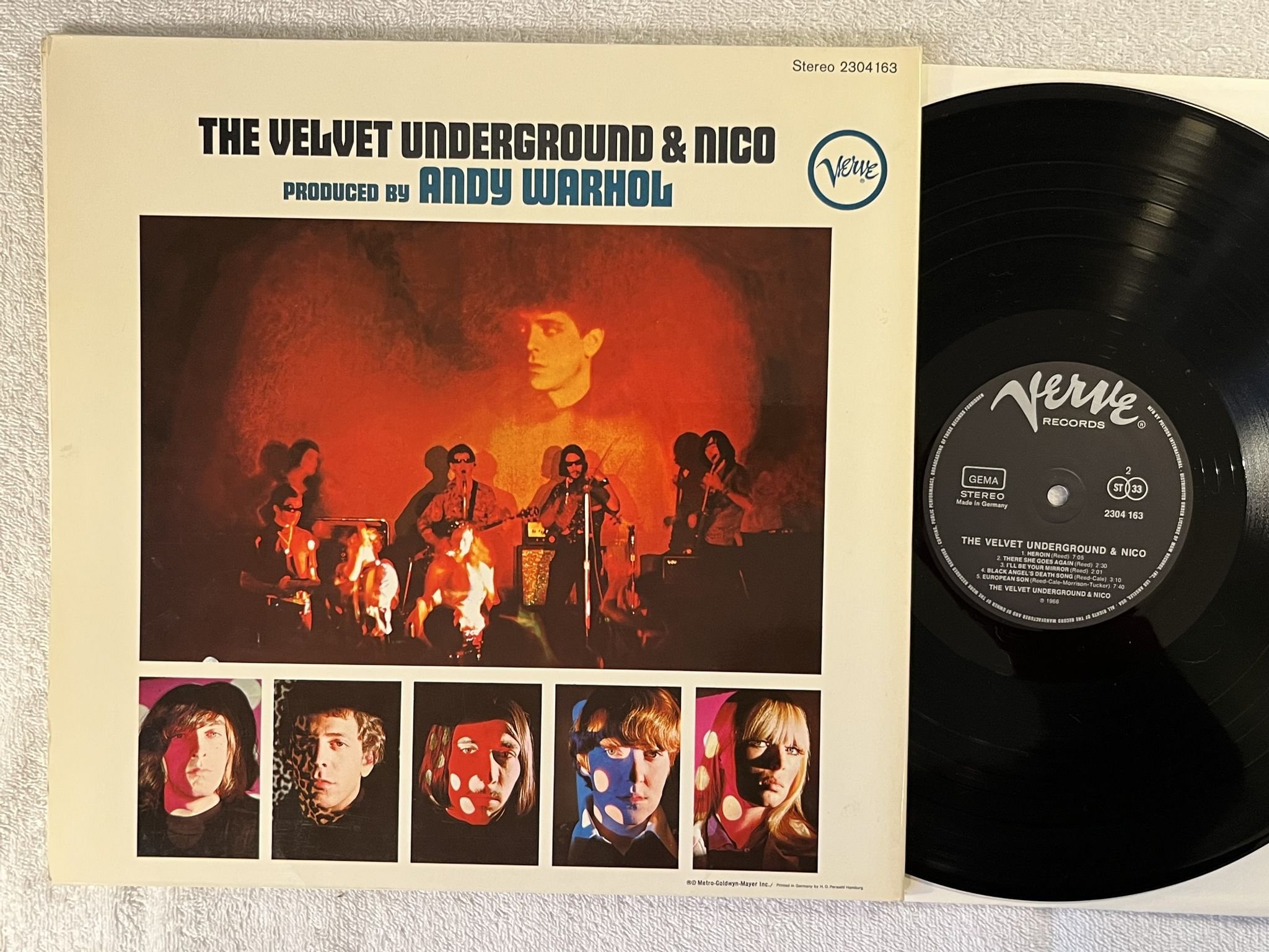 Omslagsbild för skivan THE VELVET UNDERGROUND & NICO s/t LP -71 Ger VERVE 2304163 *** ANDY WARHOL ***