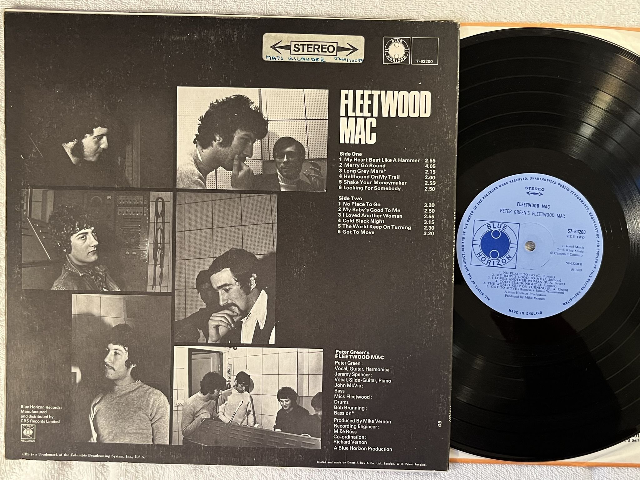 Omslagsbild för skivan FLEETWOOD MAC Peter Green's Fleetwood Mac LP -68 UK BLUE HORIZON S7-63200