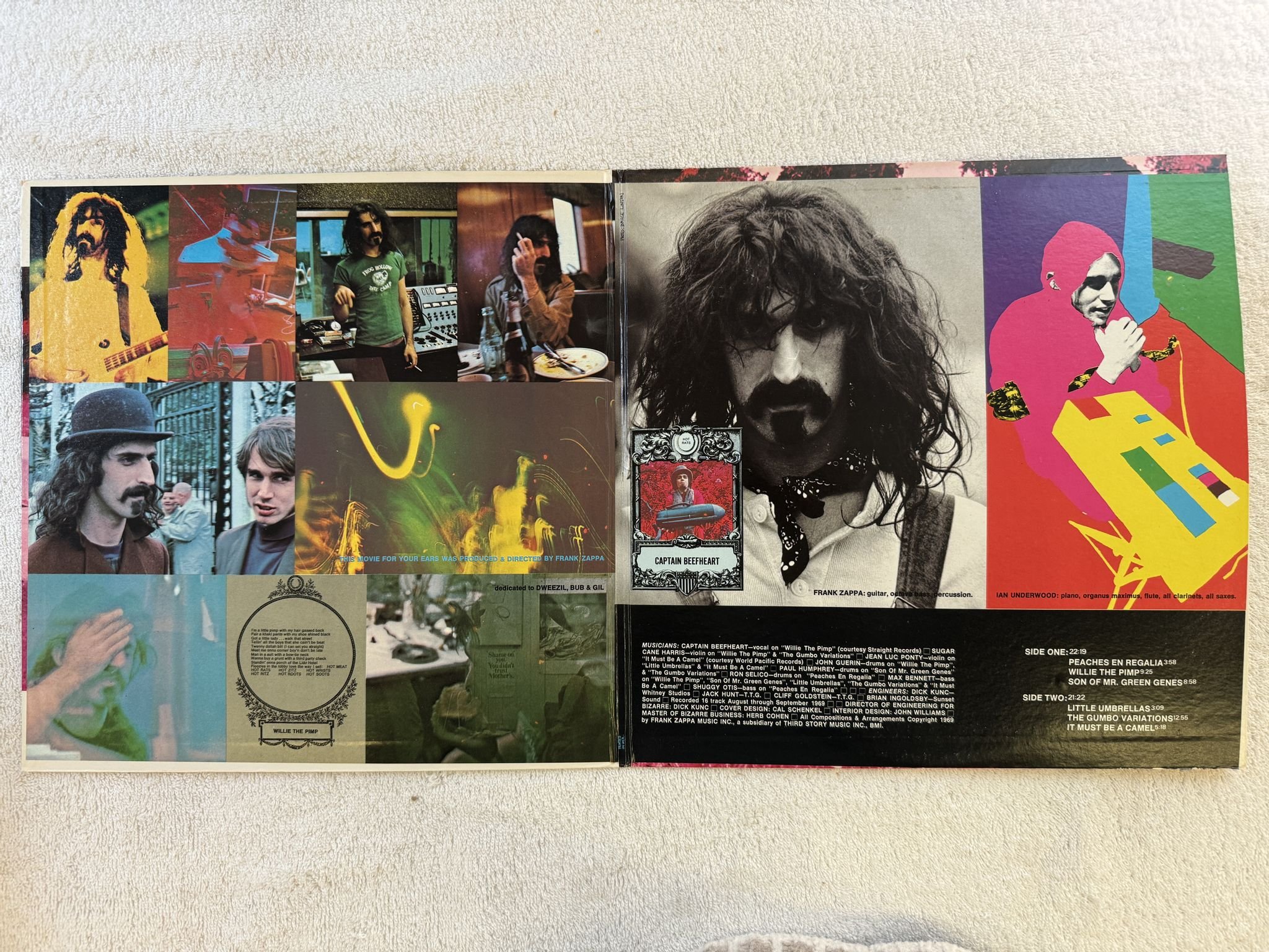 Omslagsbild för skivan FRANK ZAPPA hot rats LP -69 US BIZARRE RS 6356