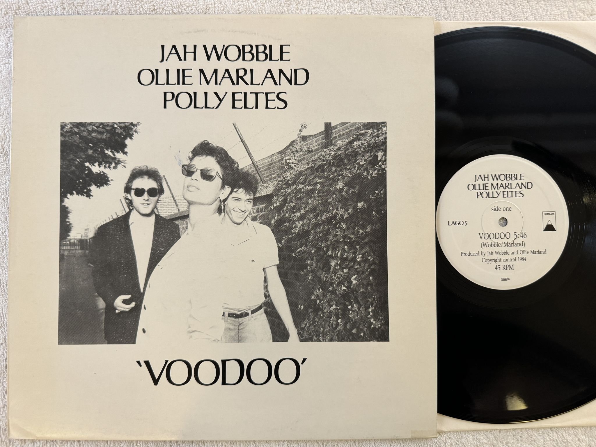 Omslagsbild för skivan Jah Wobble, Ollie Marland, Polly Eltes – Voodoo 12" -84 Belgium LAGO 5