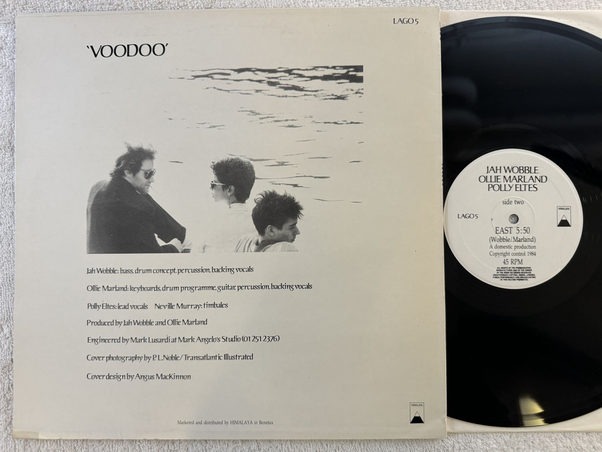 Omslagsbild för skivan Jah Wobble, Ollie Marland, Polly Eltes – Voodoo 12" -84 Belgium LAGO 5