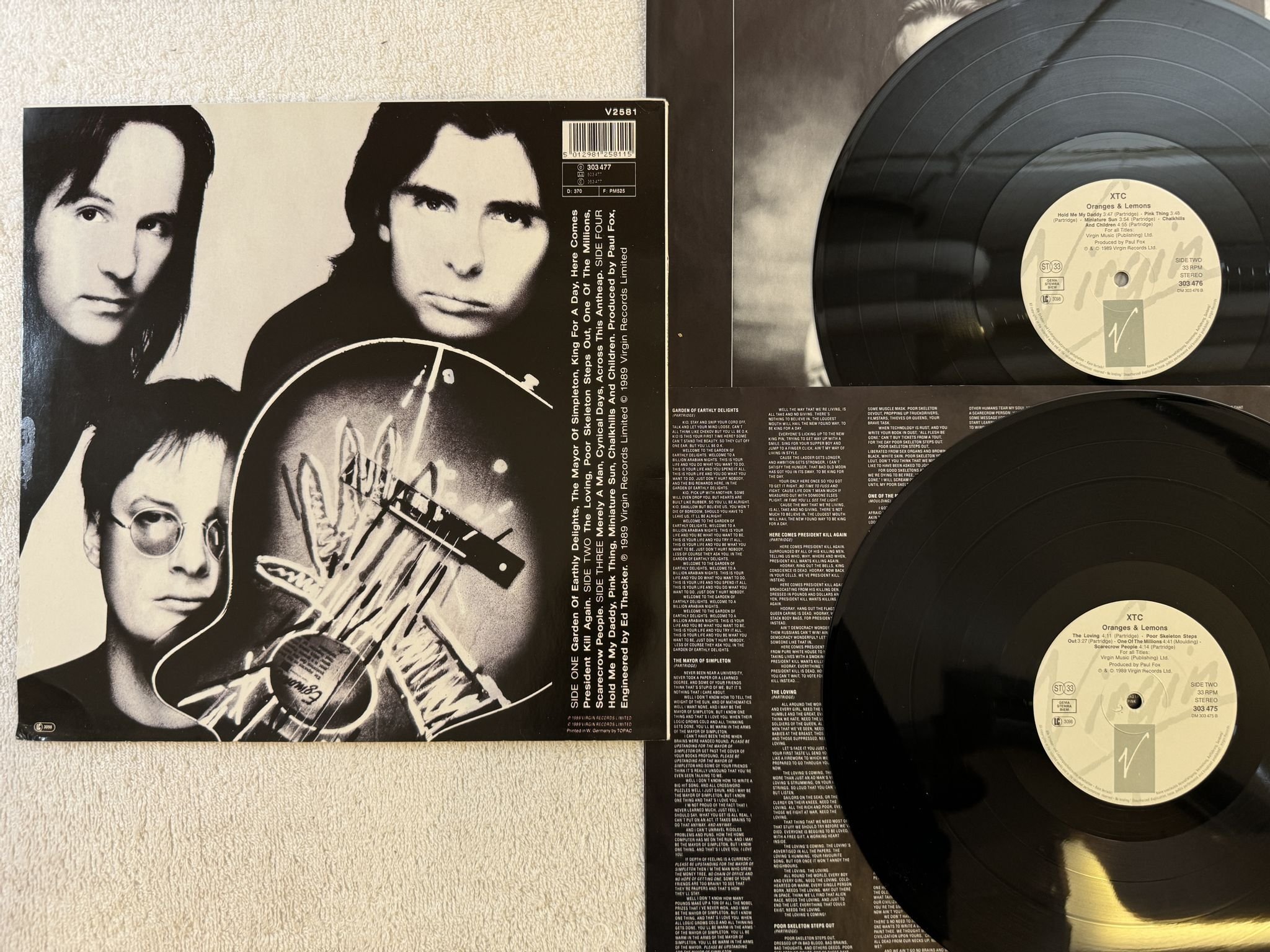 Omslagsbild för skivan XTC oranges & lemons 2xLP -89 Hol VIRGIN 303476