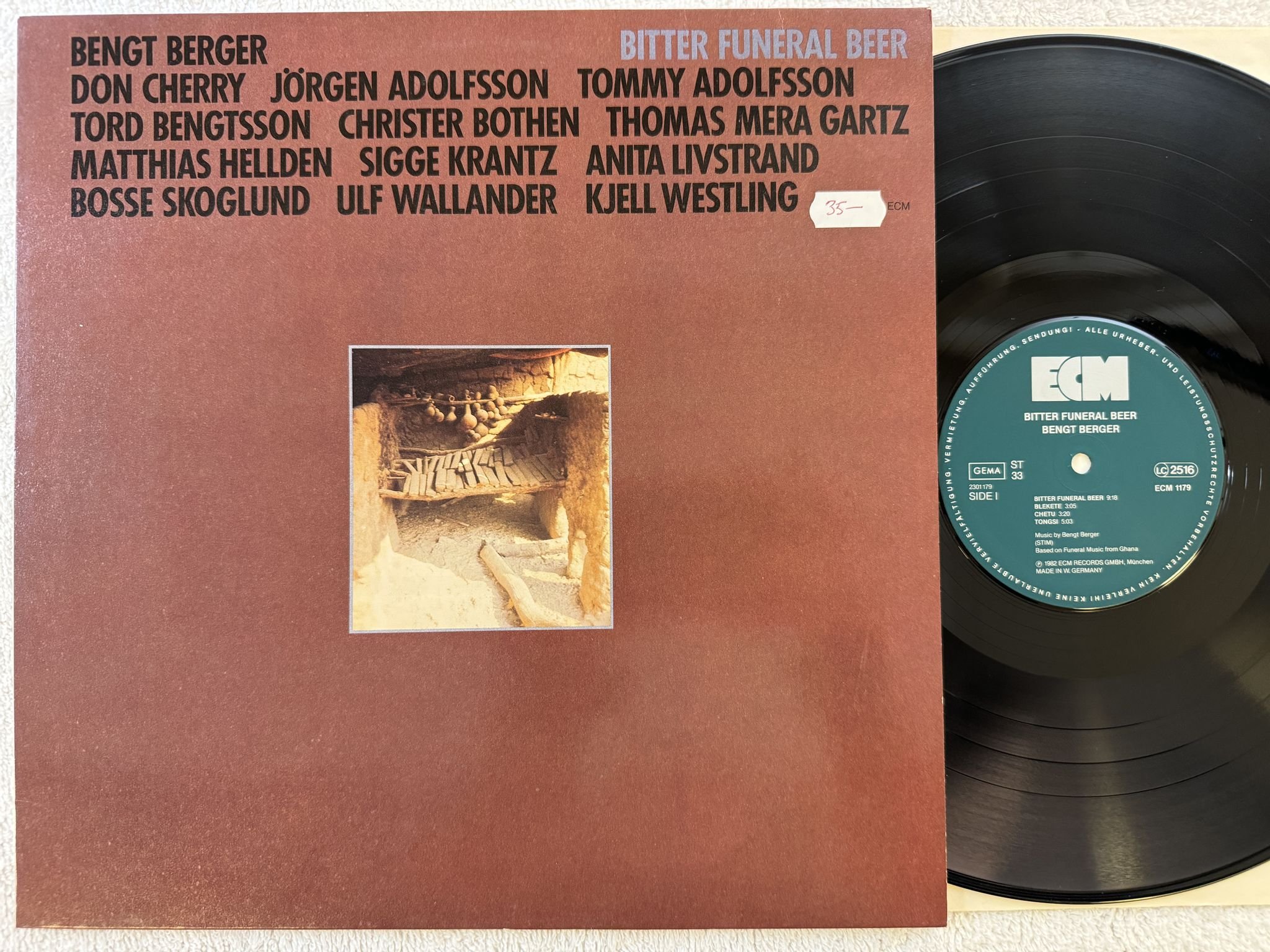 Omslagsbild för skivan BENGT BERGER bitter funeral beer LP -82 Ger ECM 1179