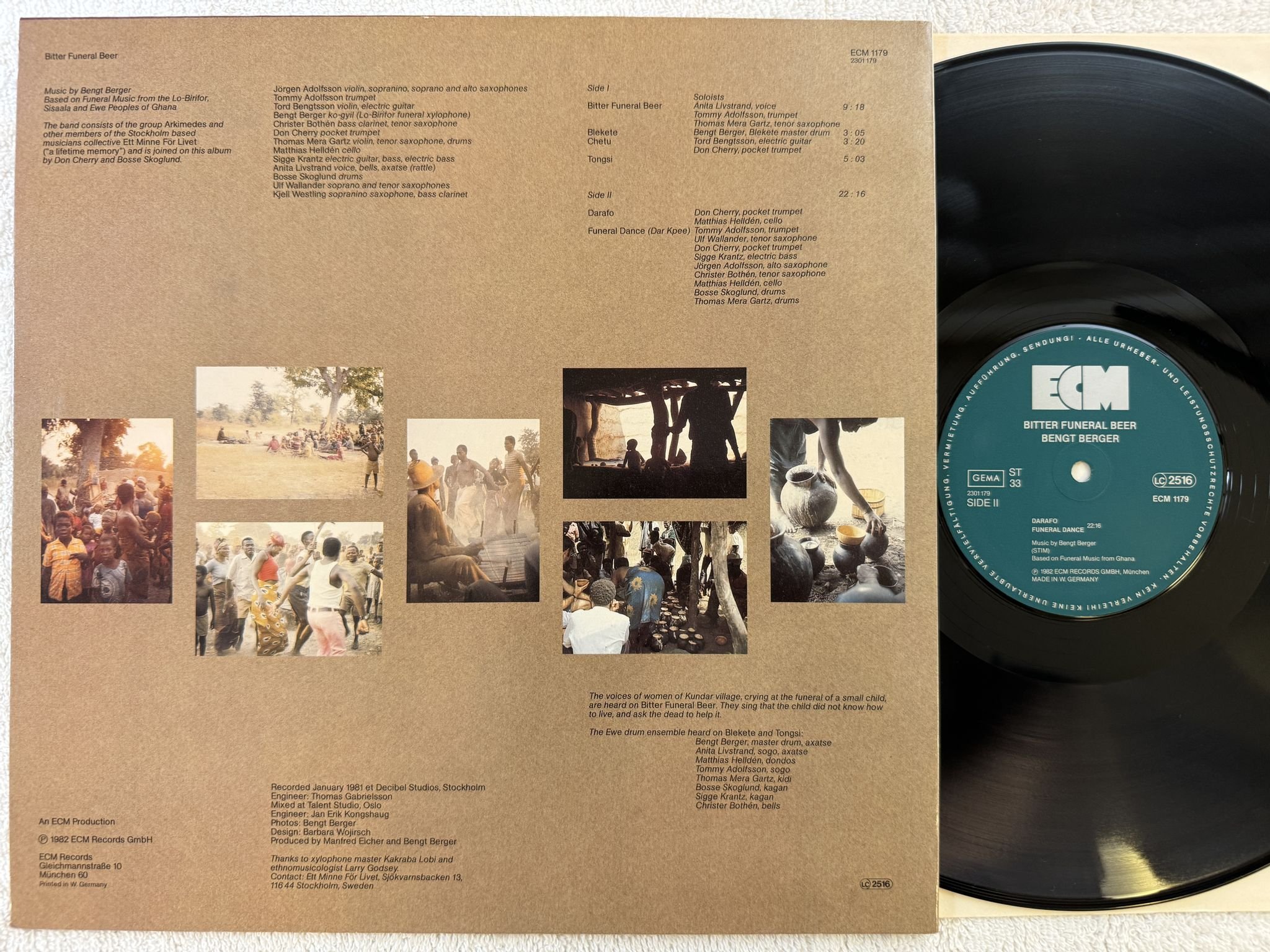 Omslagsbild för skivan BENGT BERGER bitter funeral beer LP -82 Ger ECM 1179