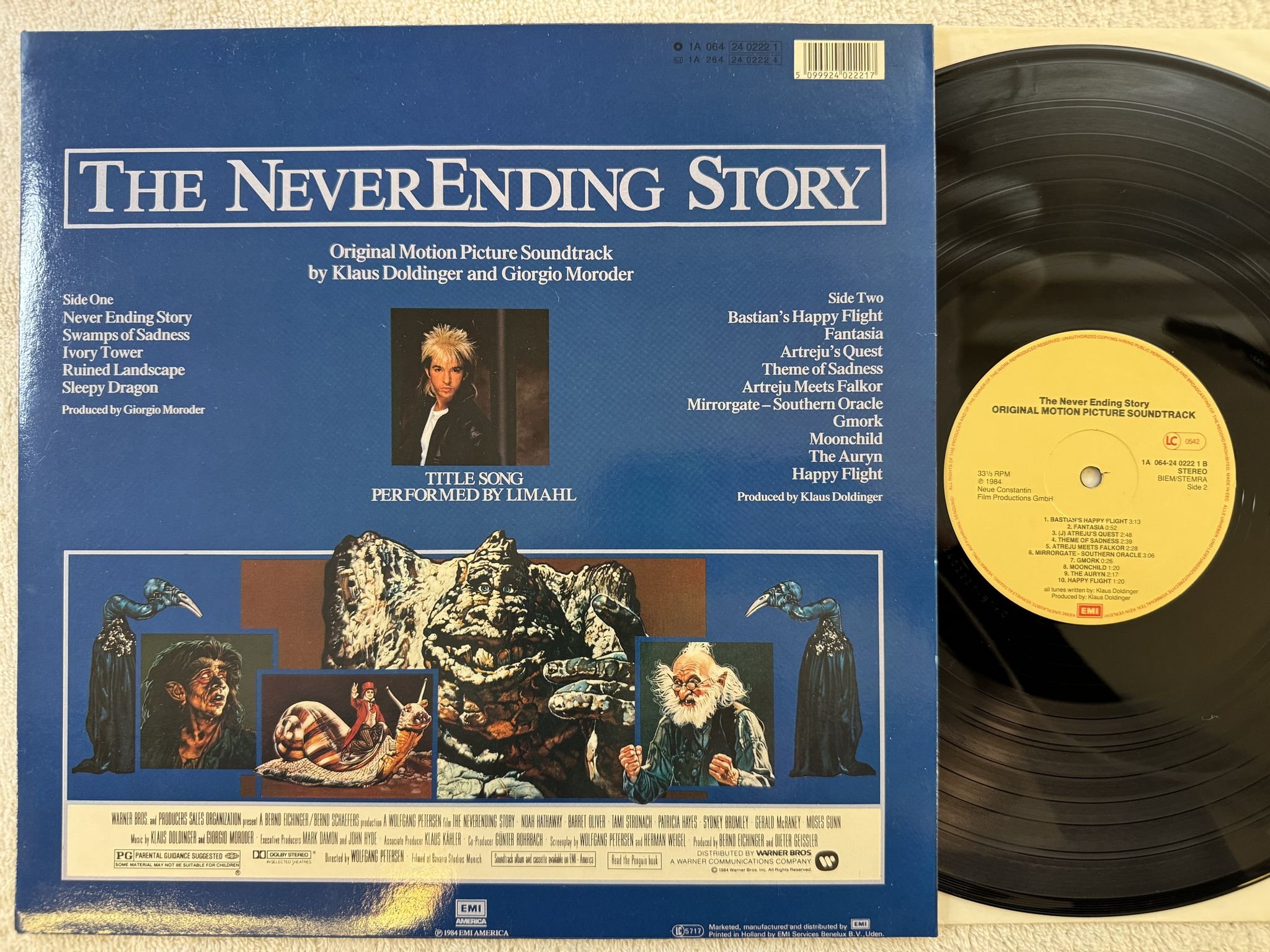 Omslagsbild för skivan THE NEVER ENDING STORY LP -84 Hol EMI 1A 064-2402221 *** Soundtrack ***