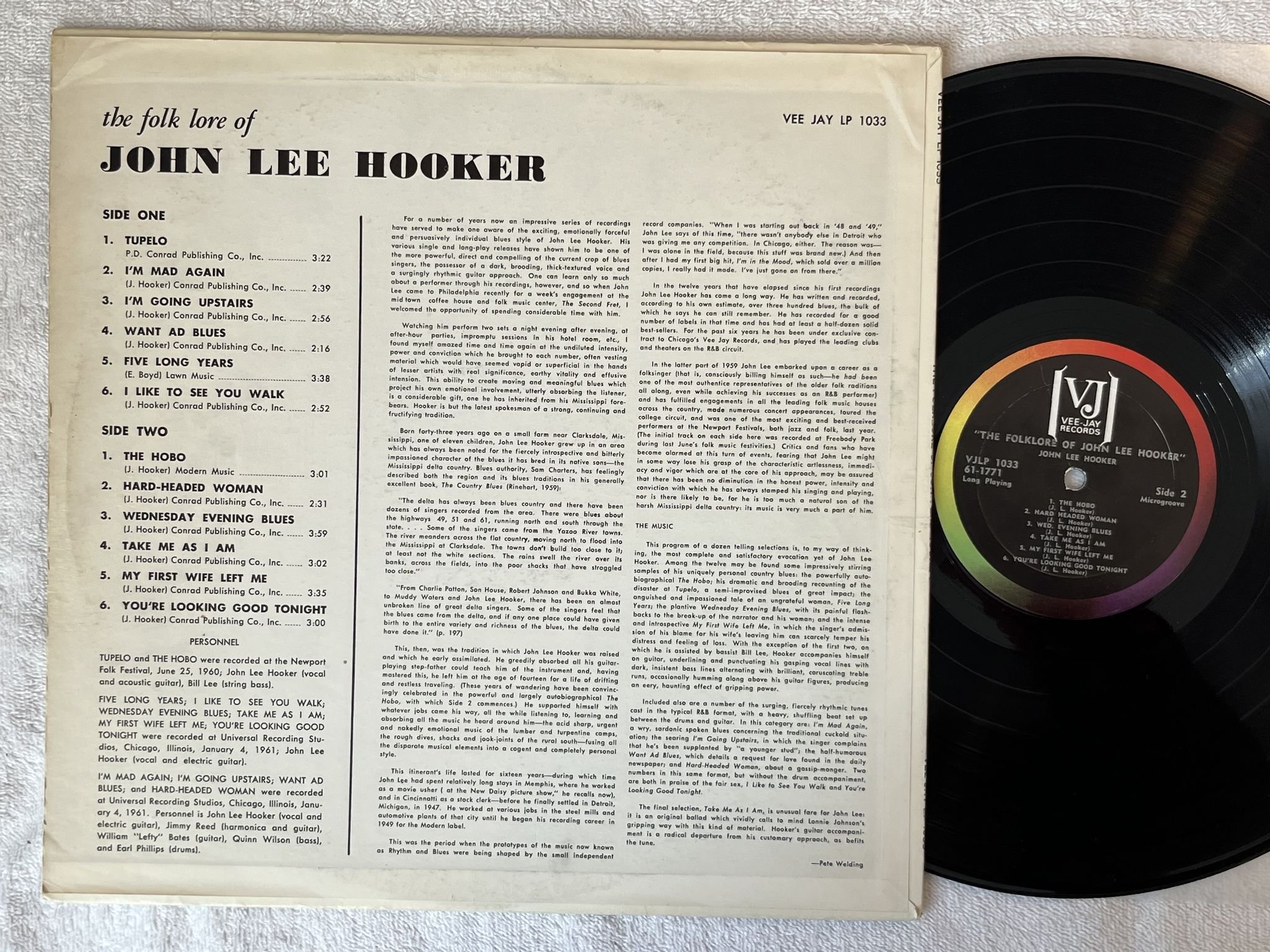 Omslagsbild för skivan JOHN LEE HOOKER the folklore of LP -63 US VEE JAY stereo VJLP 1033