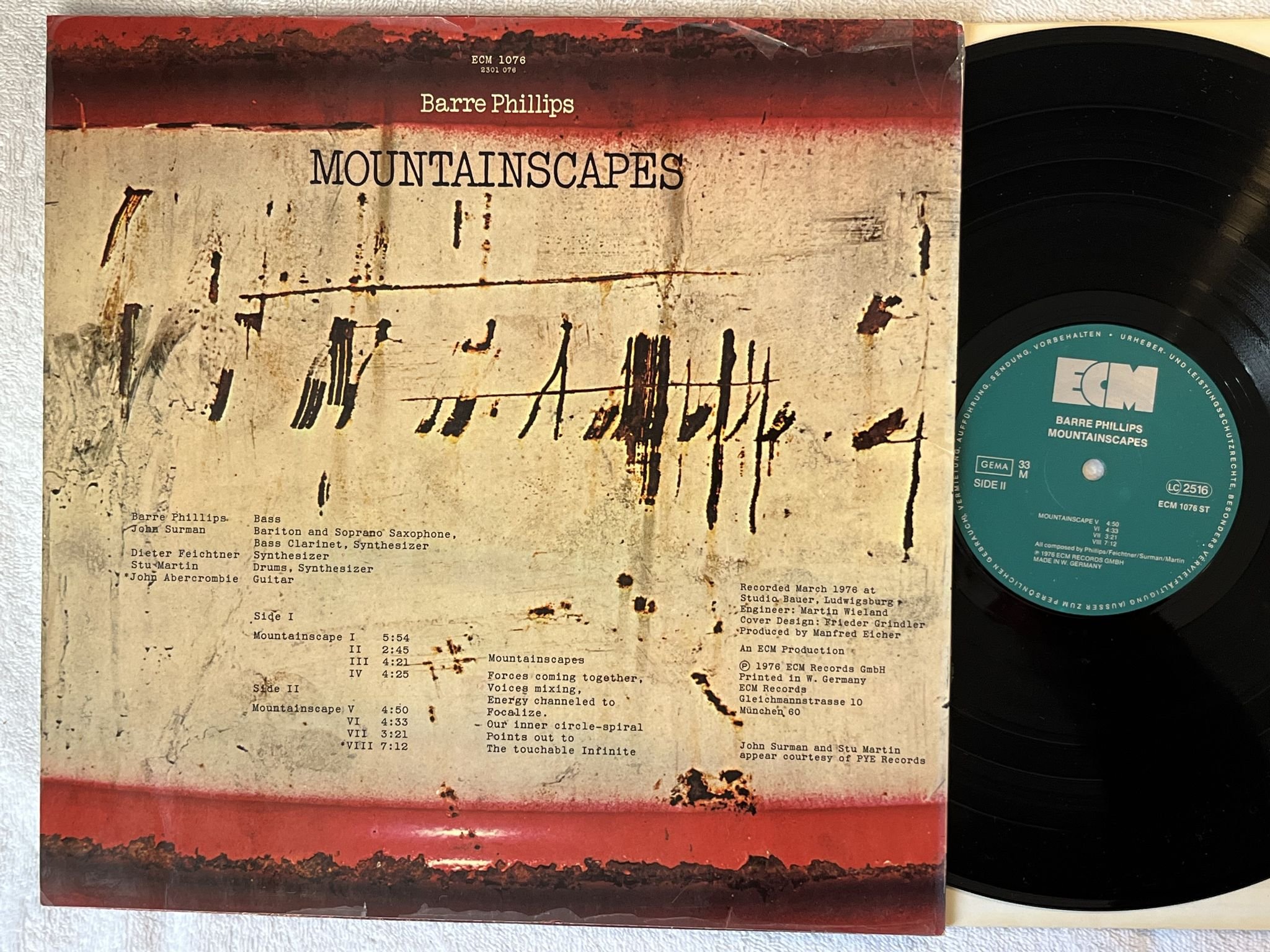 Omslagsbild för skivan BARRE PHILLIPS mountainscapes LP -76 Ger ECM 1076 ST