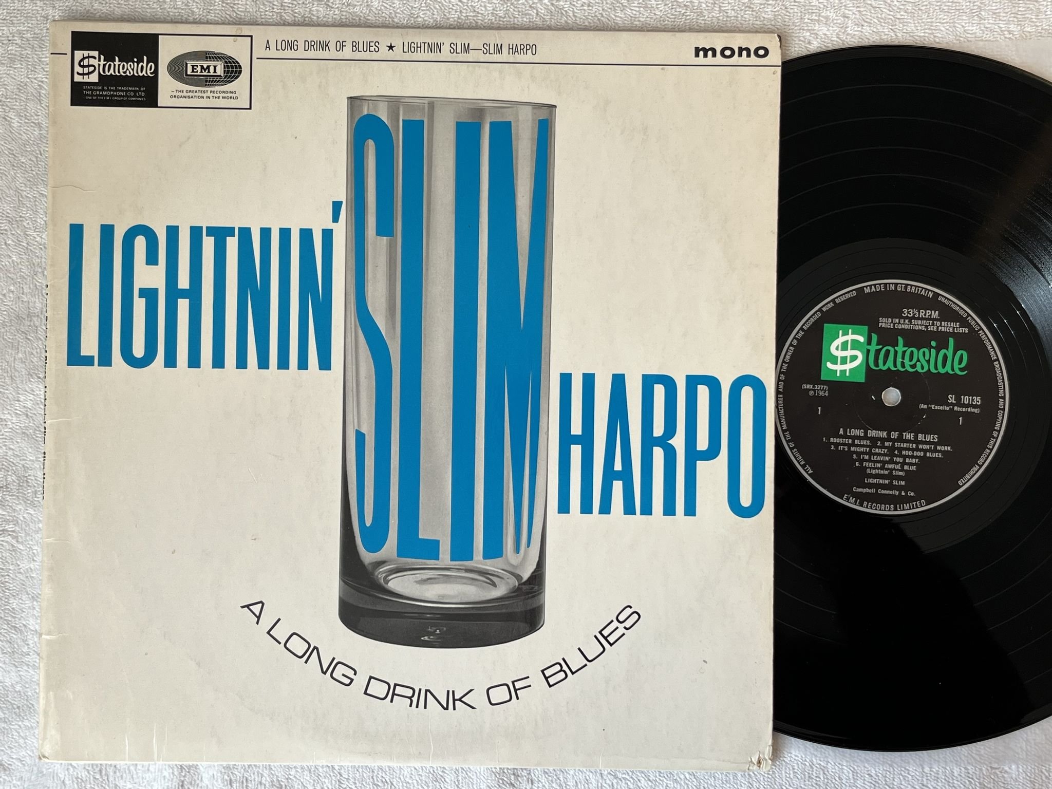 Omslagsbild för skivan LIGHTNIN' SLIM HARPO a long drink of blues LP -65 UK STATESIDE SL 10135