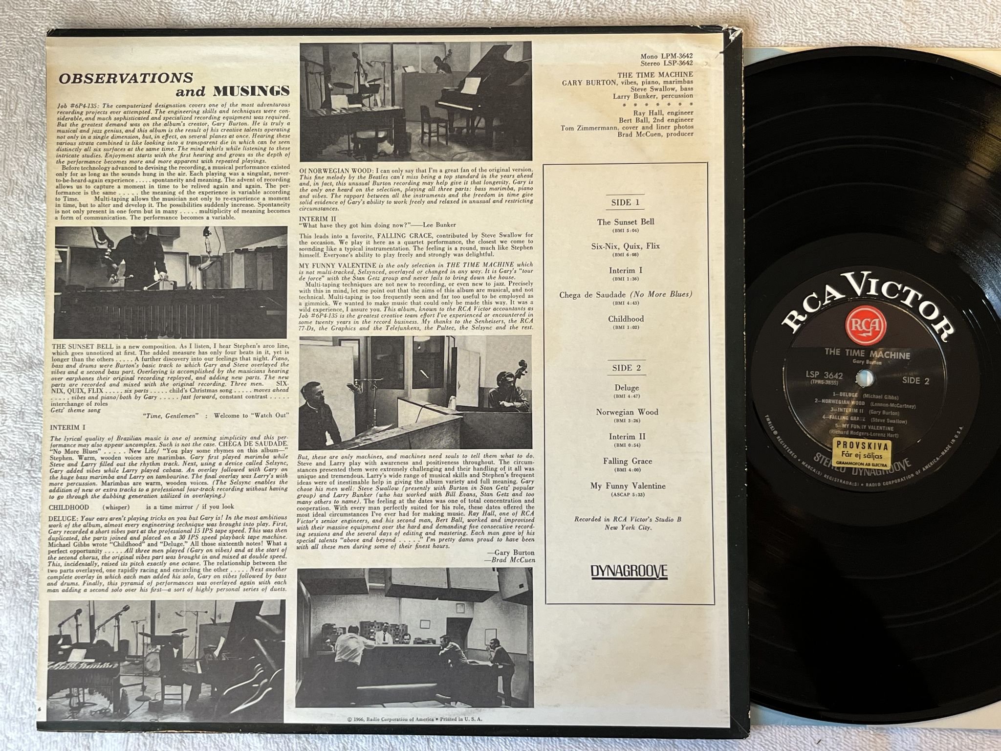 Omslagsbild för skivan GARY BURTON the time machine LP -66 US RCA LSP 3642